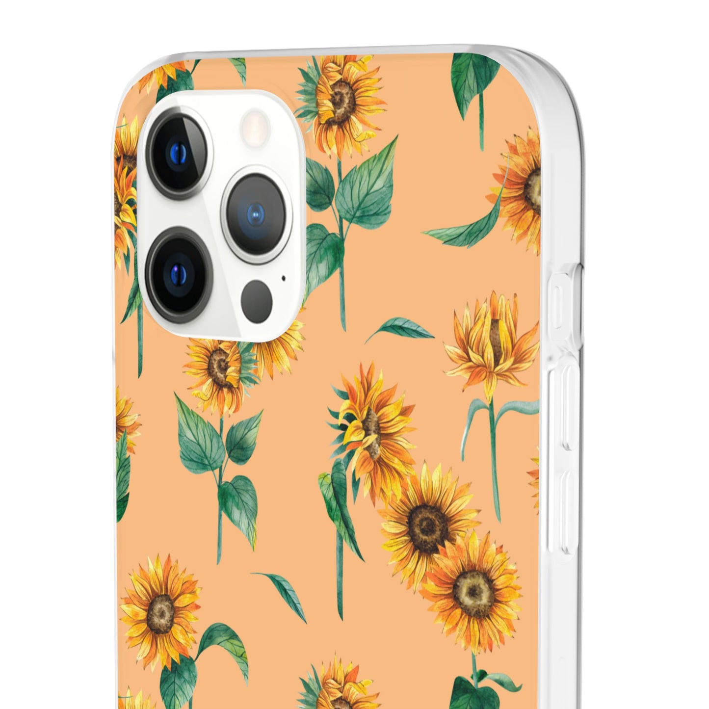 Sunflower Pattern Flexi Case — Floral Phone Case on Peach Background