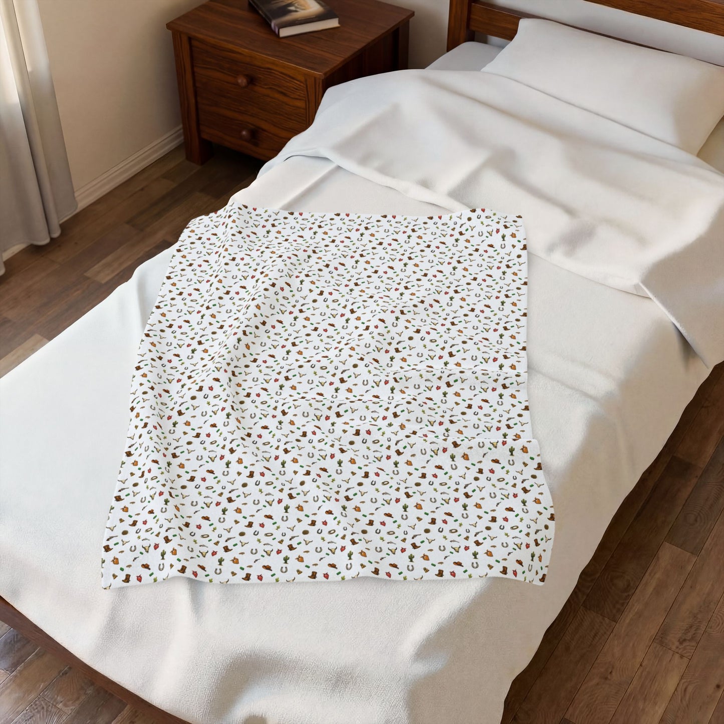 Western Velveteen Plush Blanket — western Pattern Cozy Throw