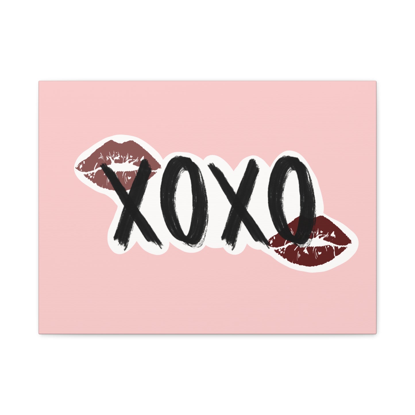 XOXO Kiss Wall Canvas — Pink Romantic Home Décor for Valentine’s Day