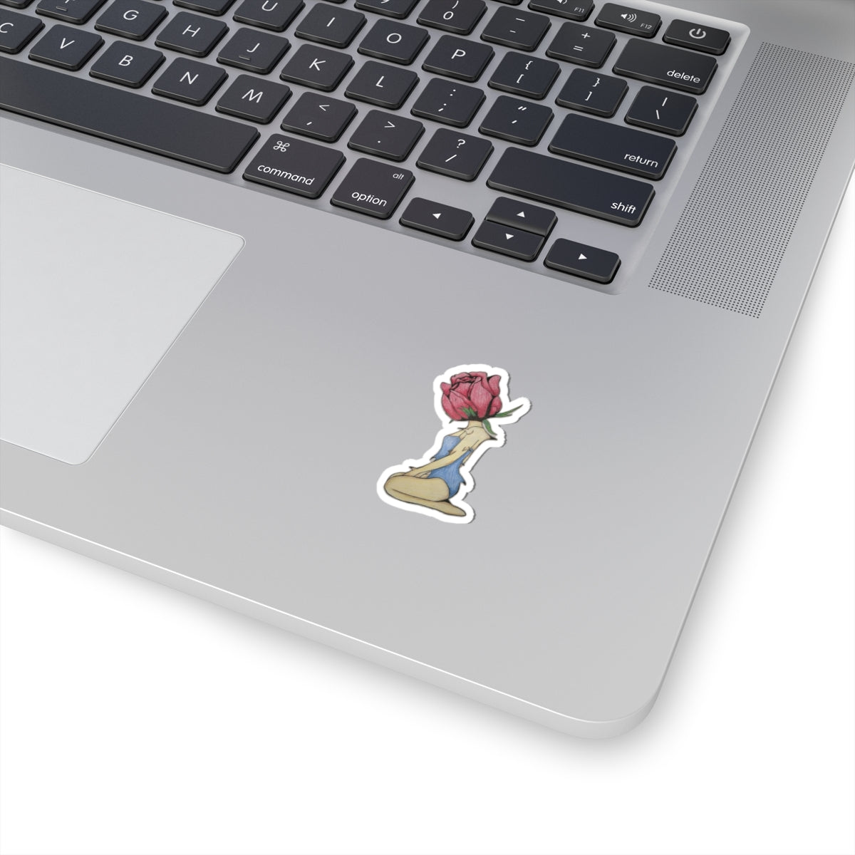 Rose-Headed Figure Kiss-Cut Sticker — Floral Art Laptop Decal
