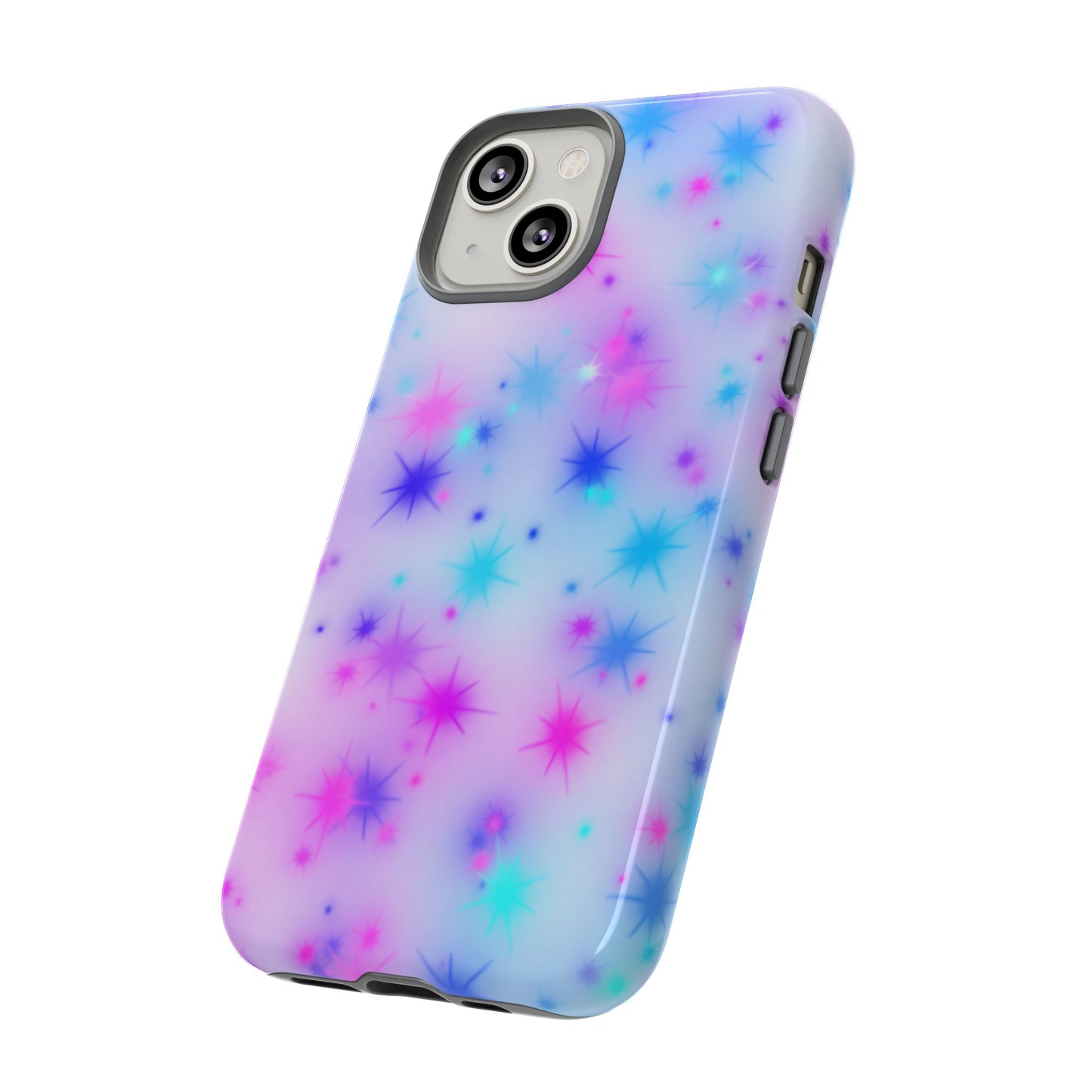 Galaxy Starburst Tough Phone Case — Pastel Pink & Blue Sparkle Protective Cover
