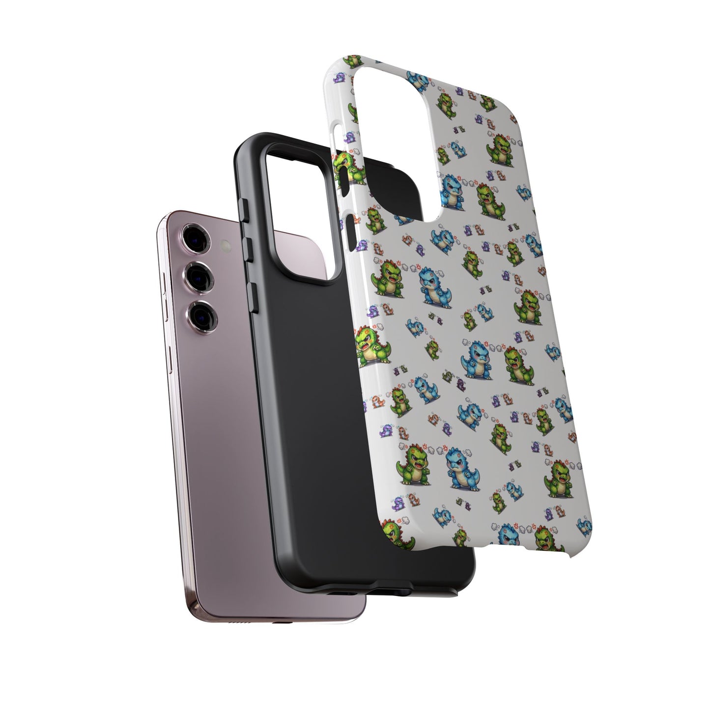 Cute Dino Pattern Phone Case — Playful Cartoon Dinosaur Tough Phone Cover