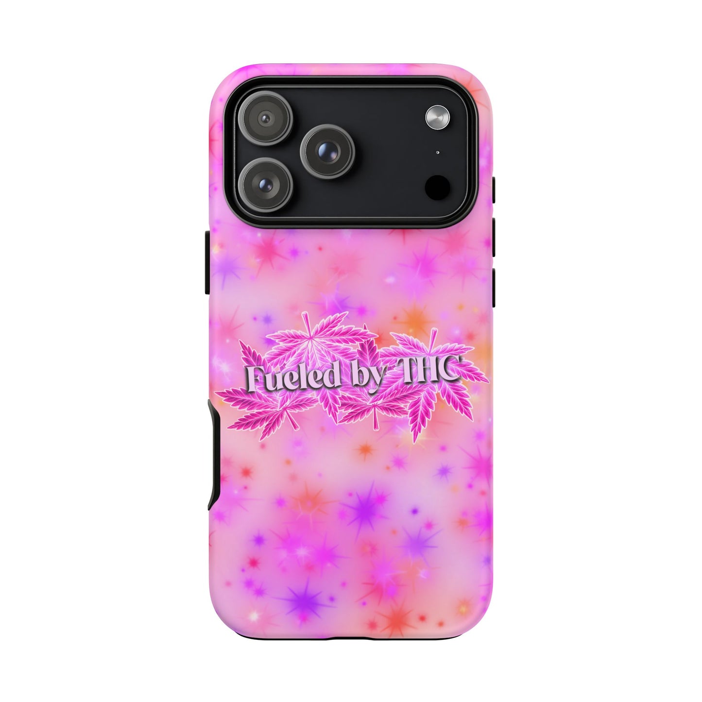 Fueled by THC Phone Case — Pink Cannabis Leaf Protective Case