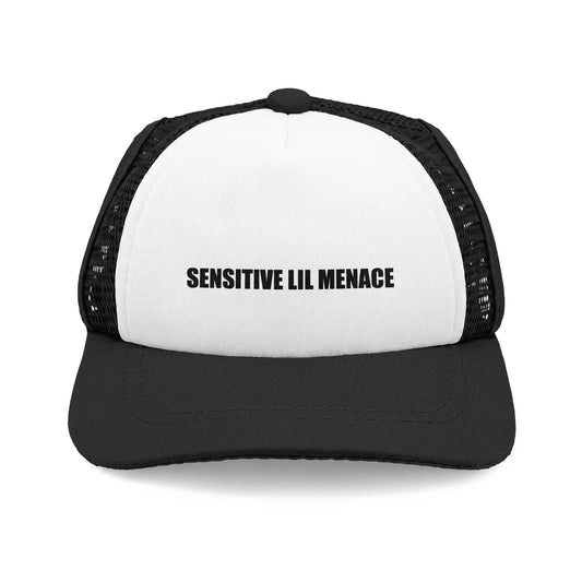 Dog Trucker Hat — "Sensitive Lil Menace" Embroidered Foam Cap