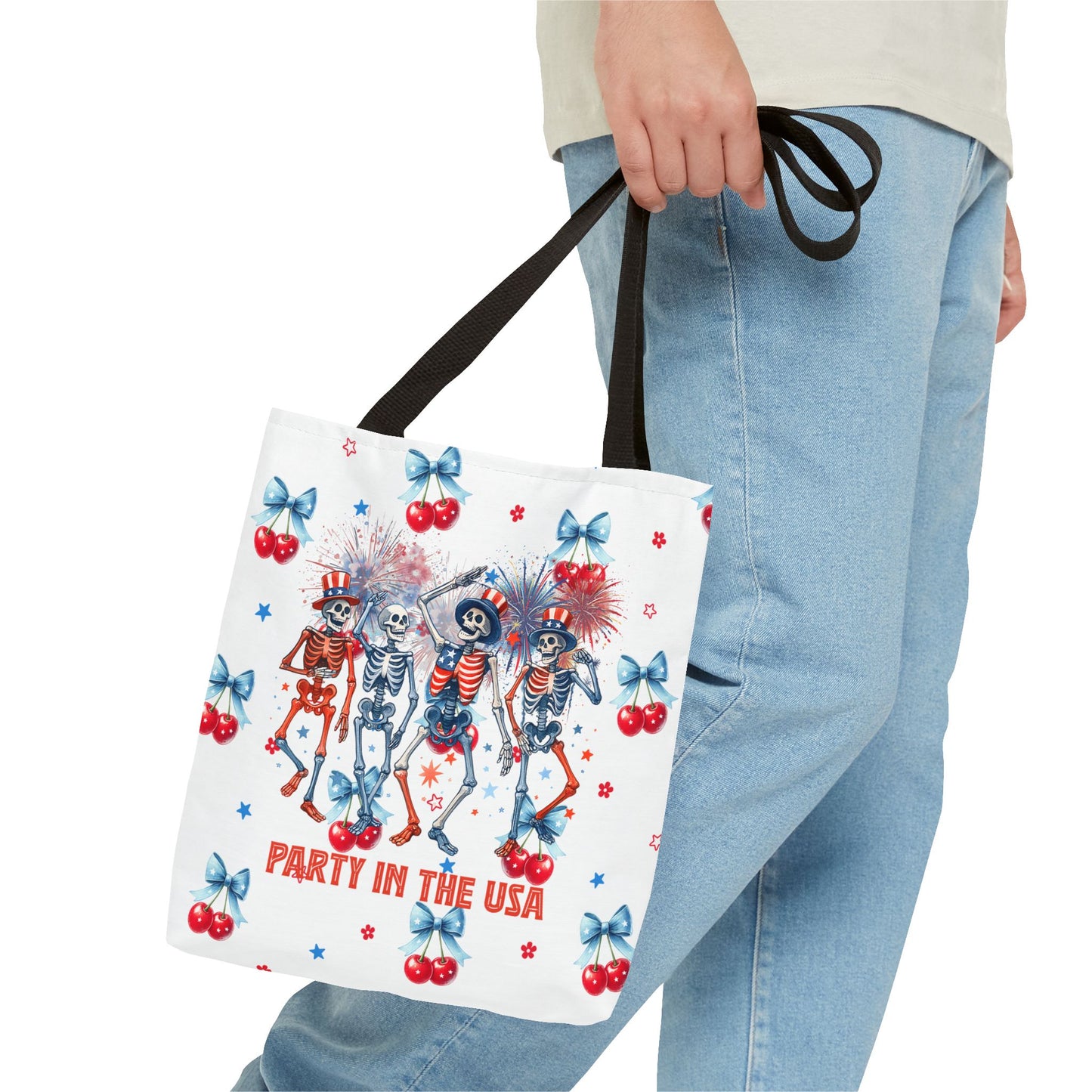 Patriotic Skeletons Tote Bag — "Party in the USA" 4th of July All-Over Print