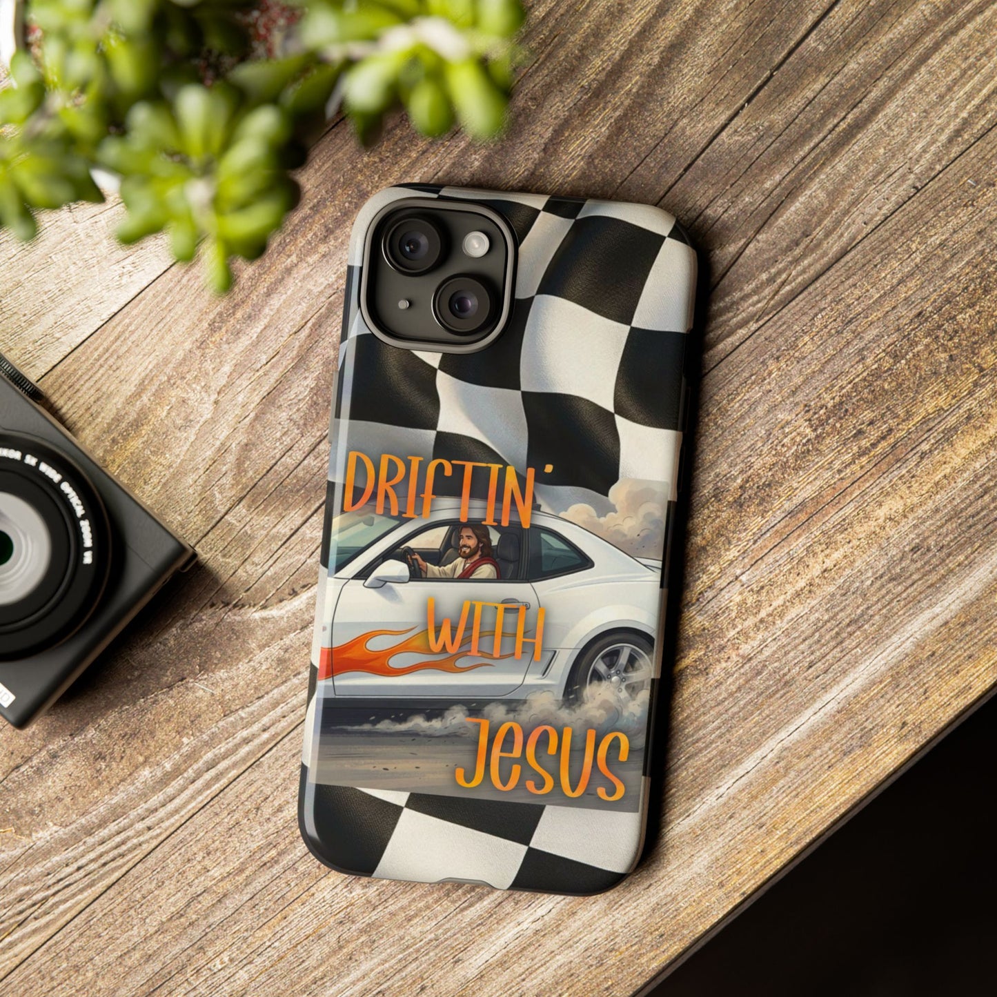 Phone Case — "Driftin' with Jesus" Racing Flag Design- iPhone