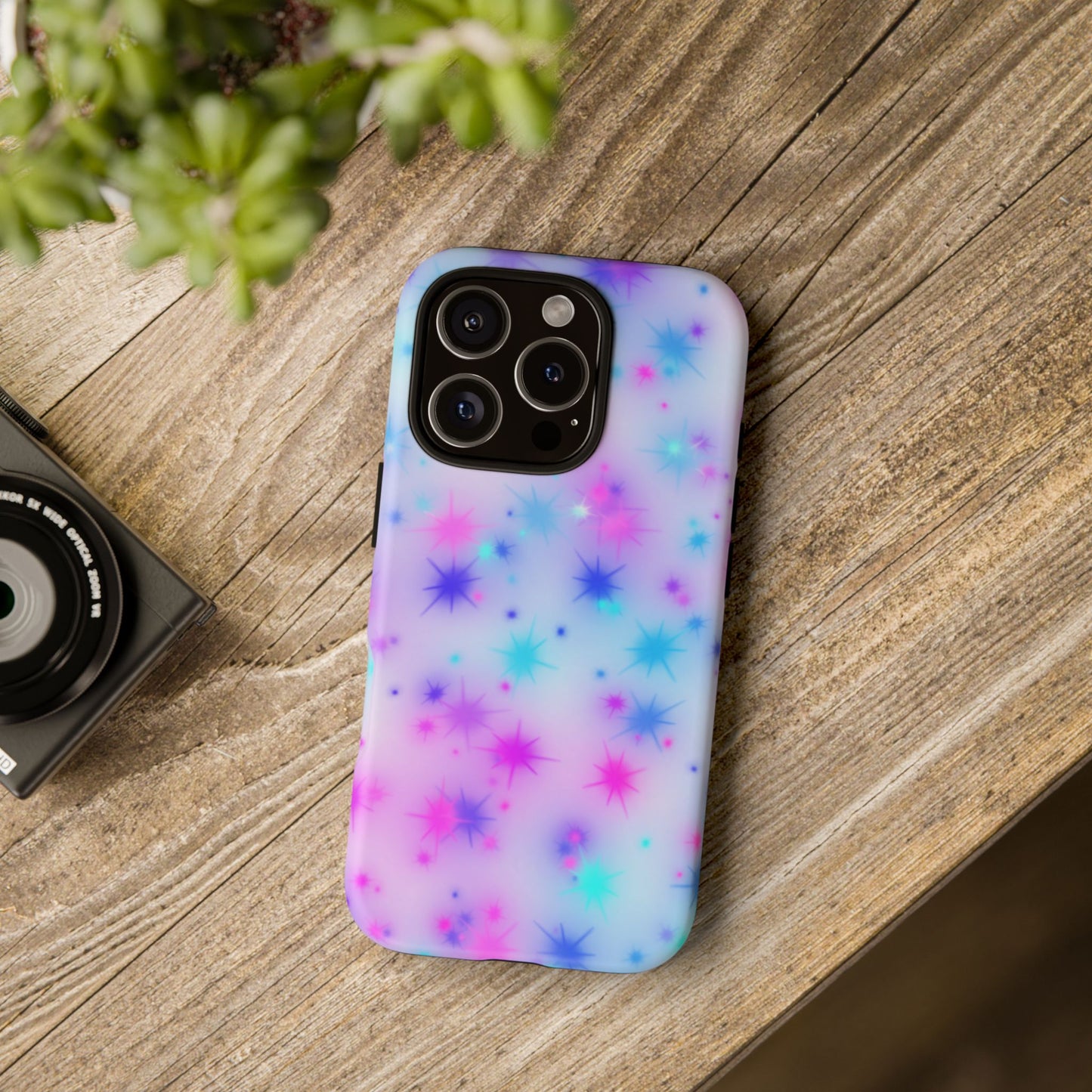 Galaxy Starburst Tough Phone Case — Pastel Pink & Blue Sparkle Protective Cover