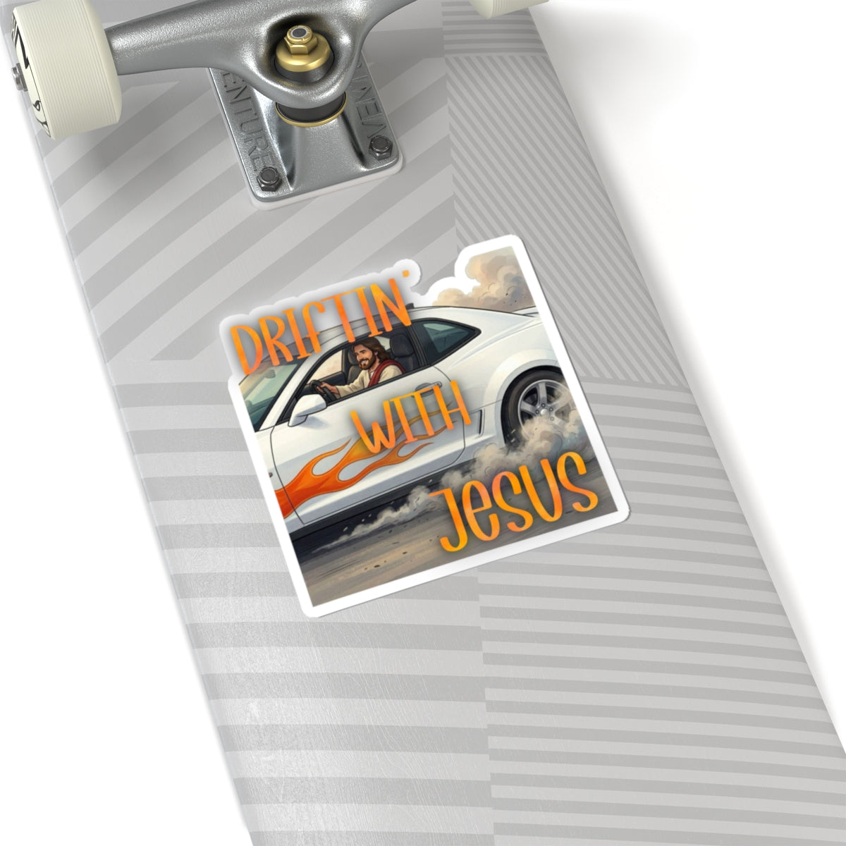 Sticker — "Driftin' With Jesus" Car Racing Religious Vinyl Sticker