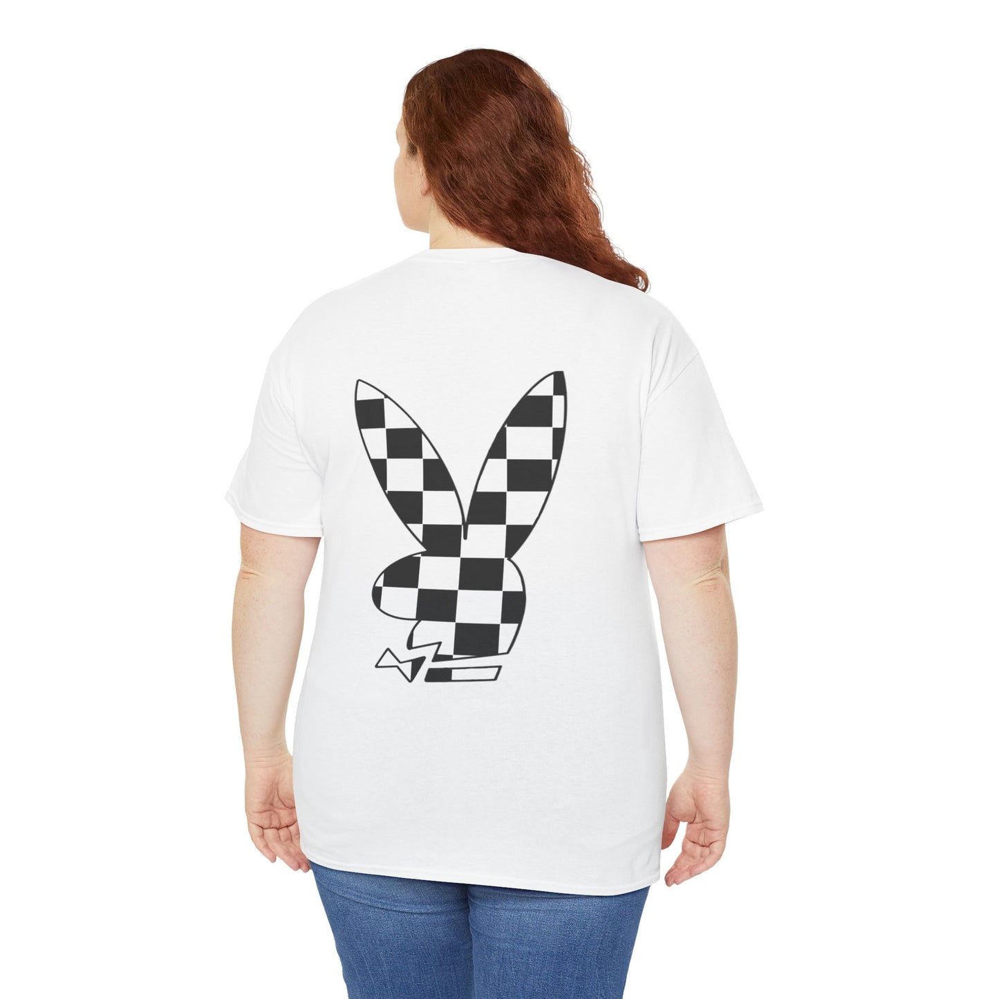 Checkerboard Bunny Tee — Retro Skate-Inspired Graphic T-Shirt