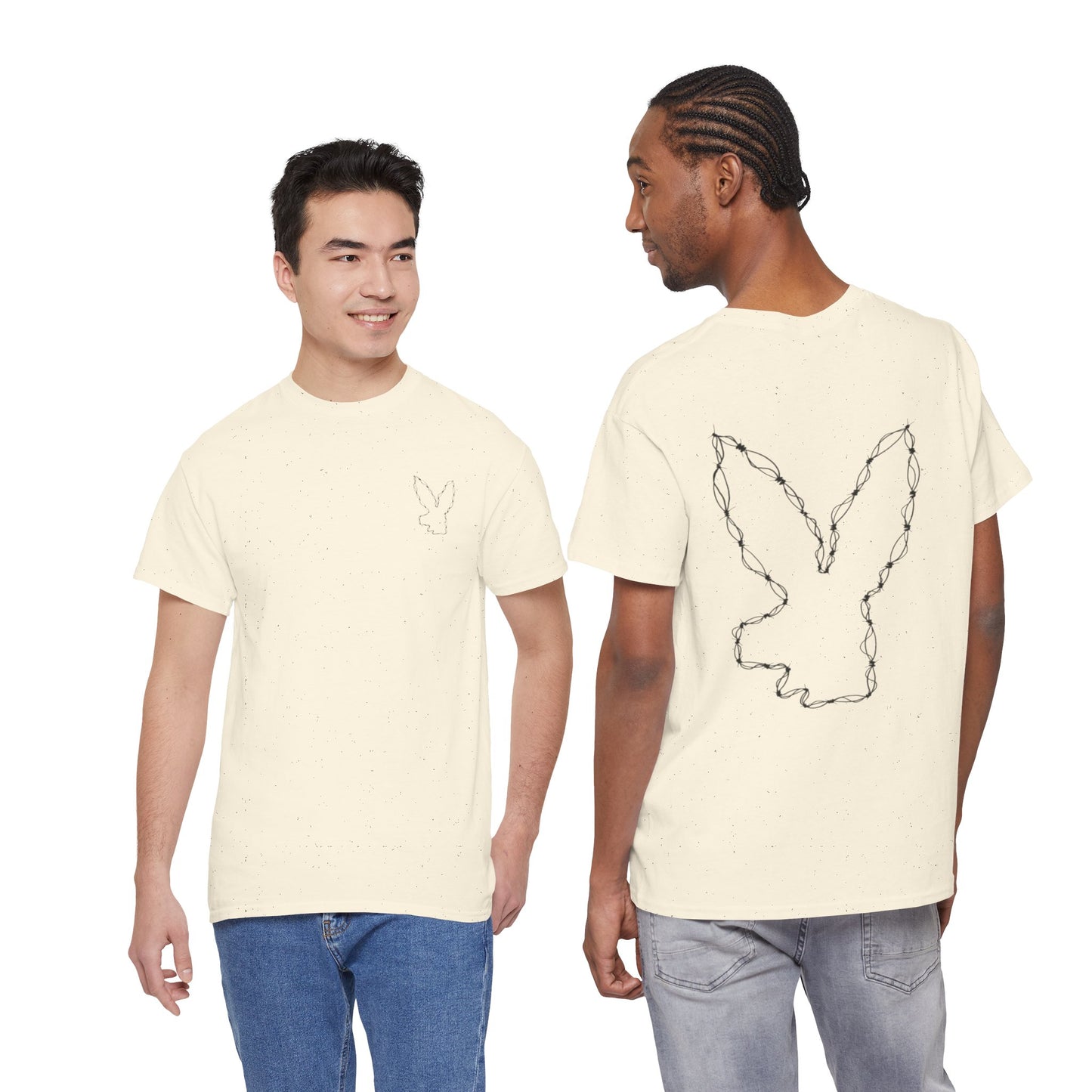 Bunny Outline Tee — Minimal Floral Rabbit Graphic T‑Shirt