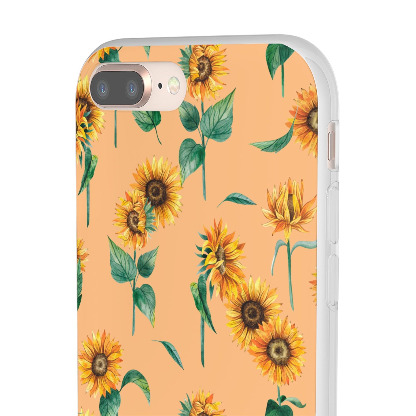 Sunflower Pattern Flexi Case — Floral Phone Case on Peach Background
