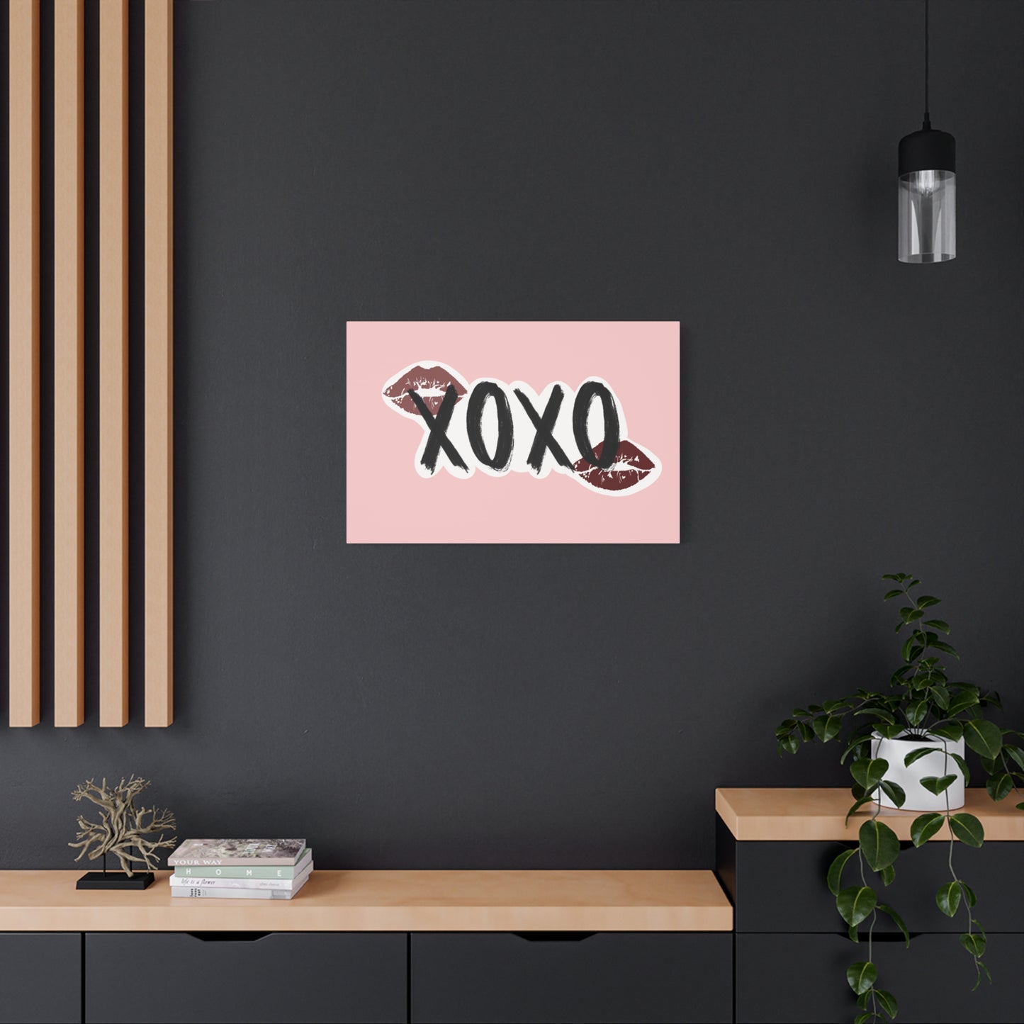 XOXO Kiss Wall Canvas — Pink Romantic Home Décor for Valentine’s Day