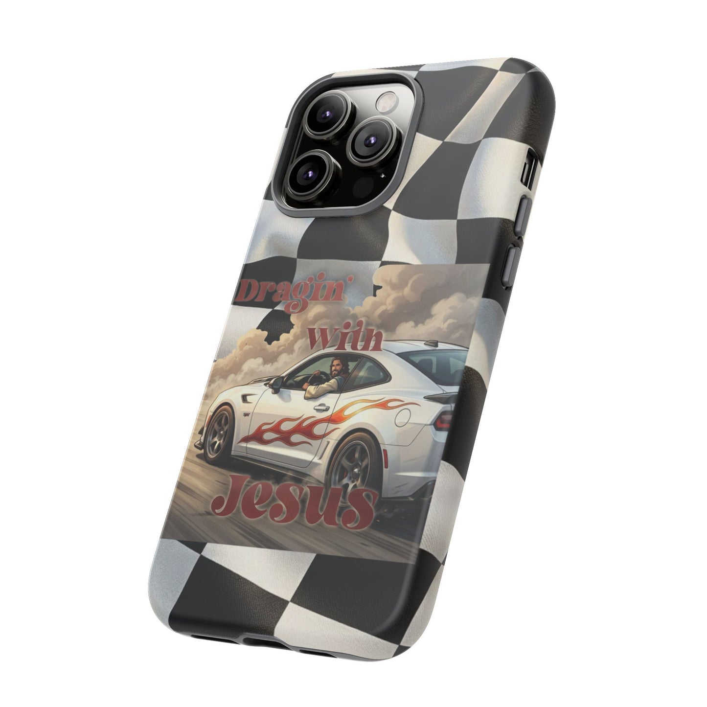 Phone Case — 'Dragin' With Jesus' Racing Checkered Design - iPhone