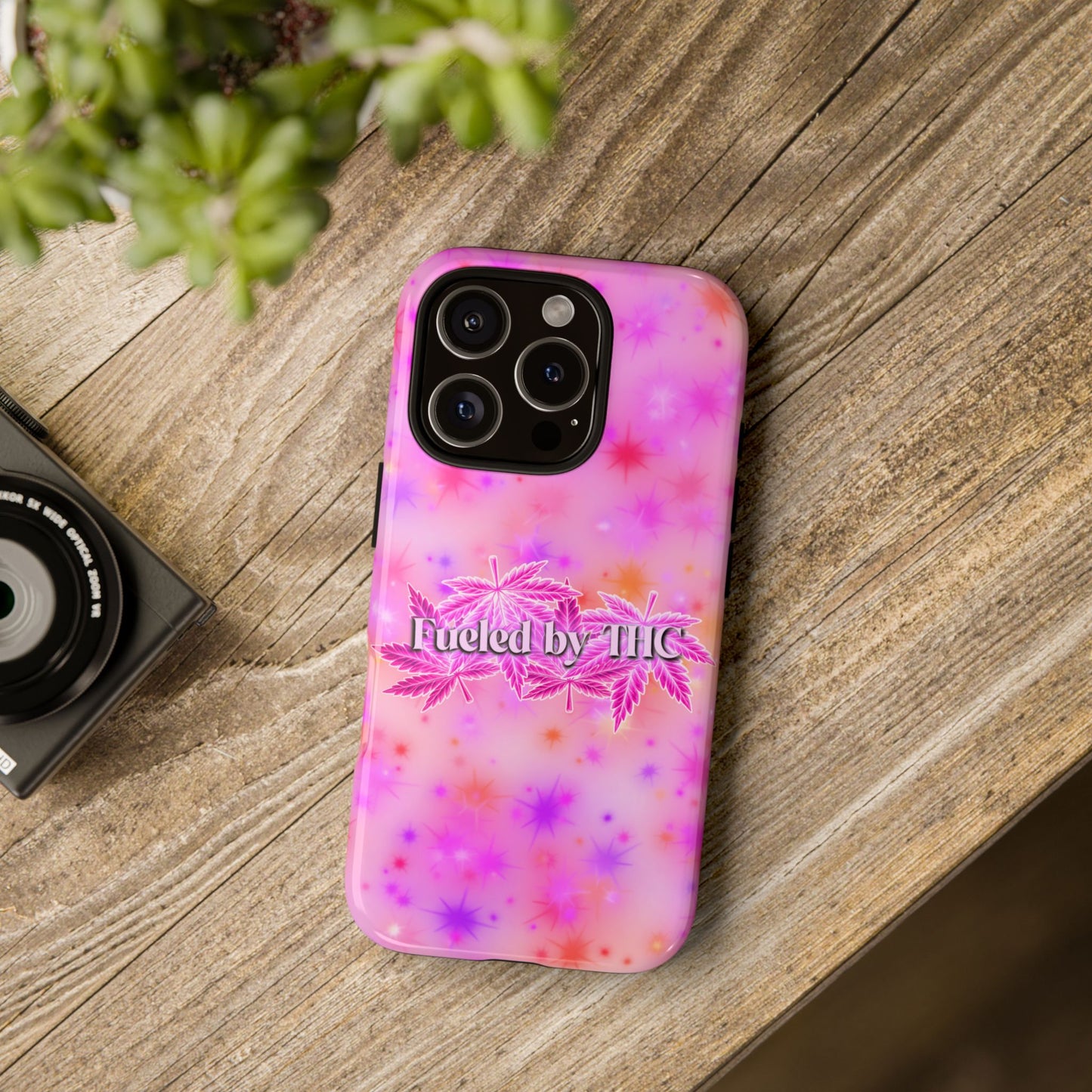 Fueled by THC Phone Case — Pink Cannabis Leaf Protective Case