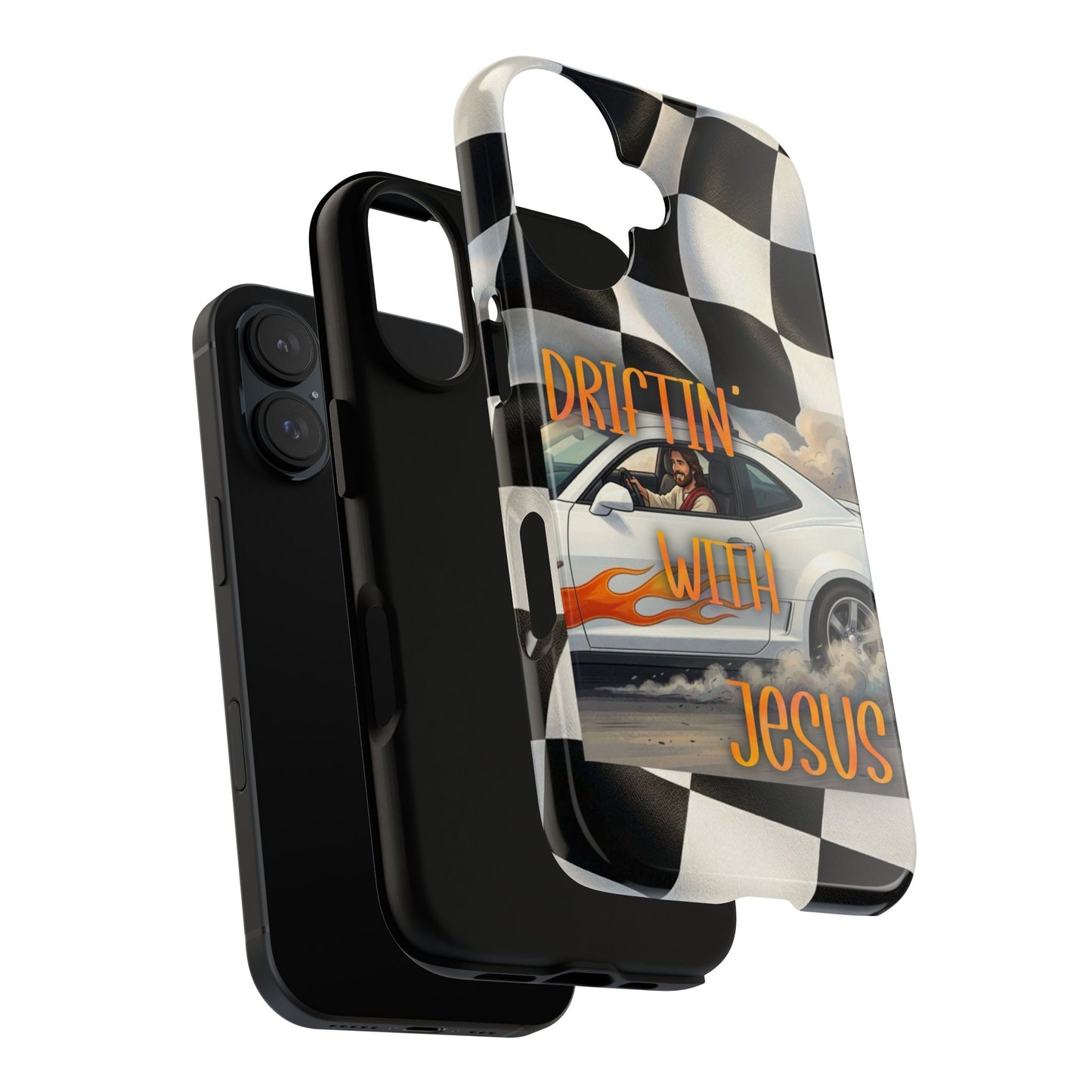 Phone Case — "Driftin' with Jesus" Racing Flag Design- iPhone