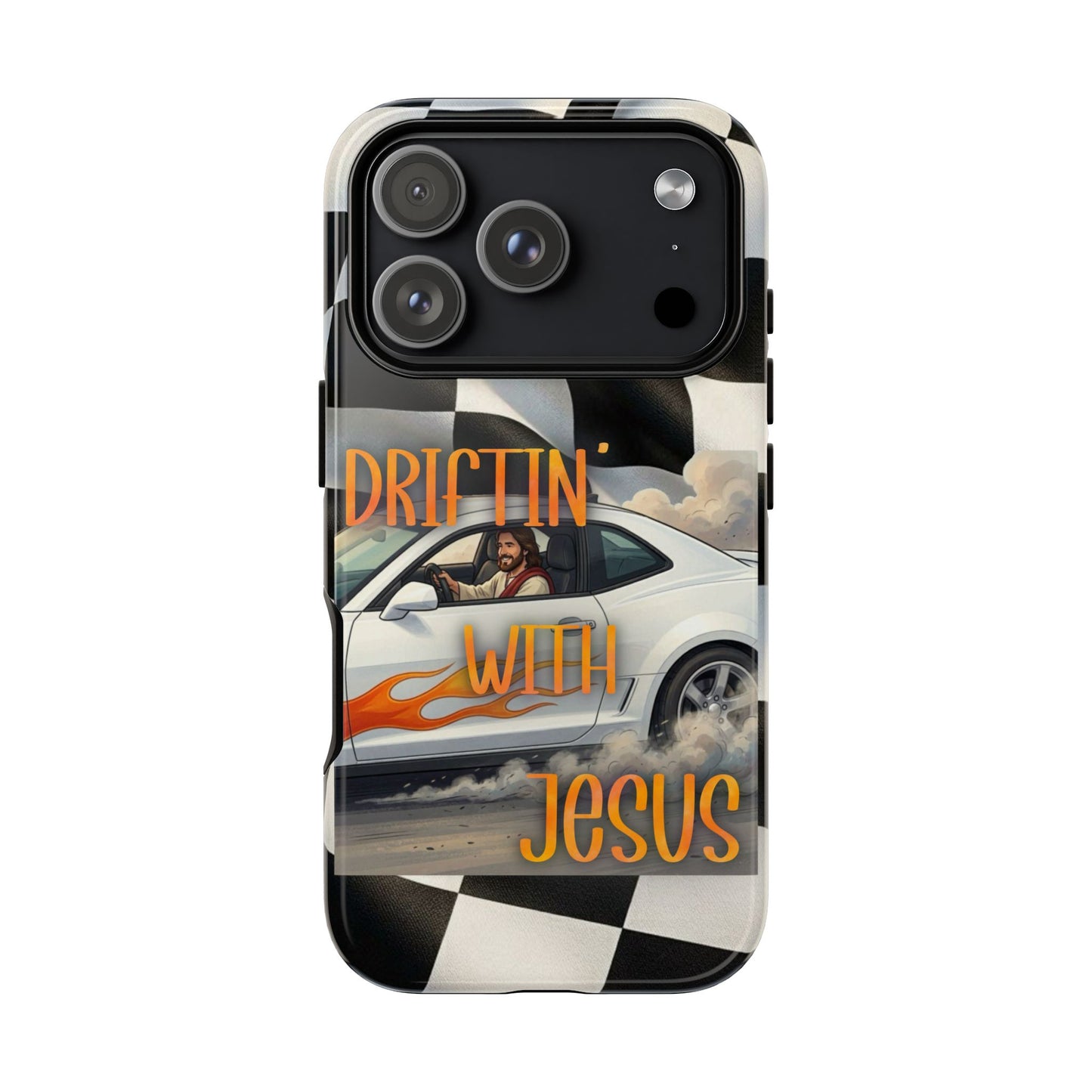Phone Case — "Driftin' with Jesus" Racing Flag Design- iPhone