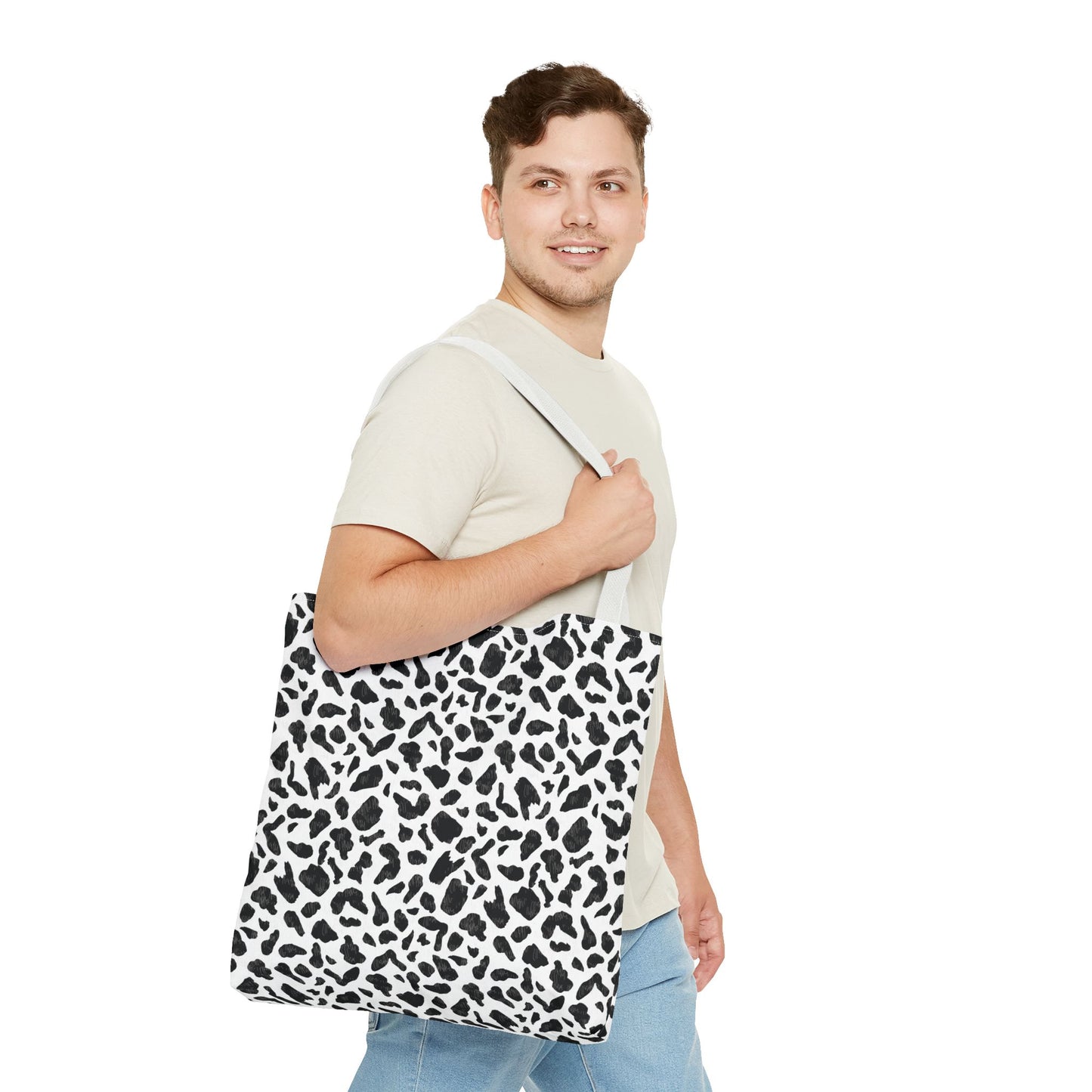Cow Print Tote Bag – Black & White AOP Canvas Tote