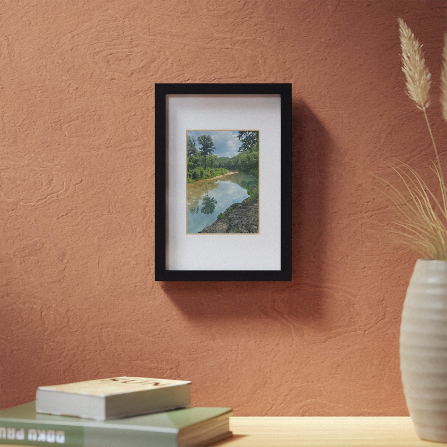 Black Framed Landscape Poster — River Reflection Wall Art