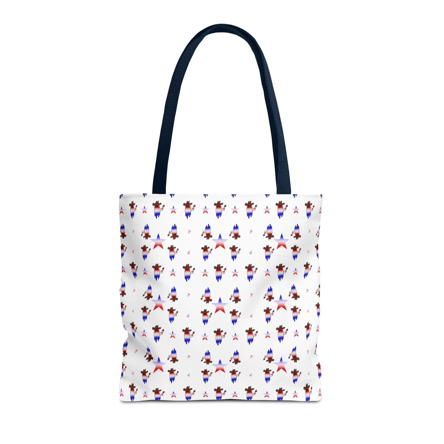 Patriotic Ghost Pattern Tote Bag – Red White Blue All-Over Print