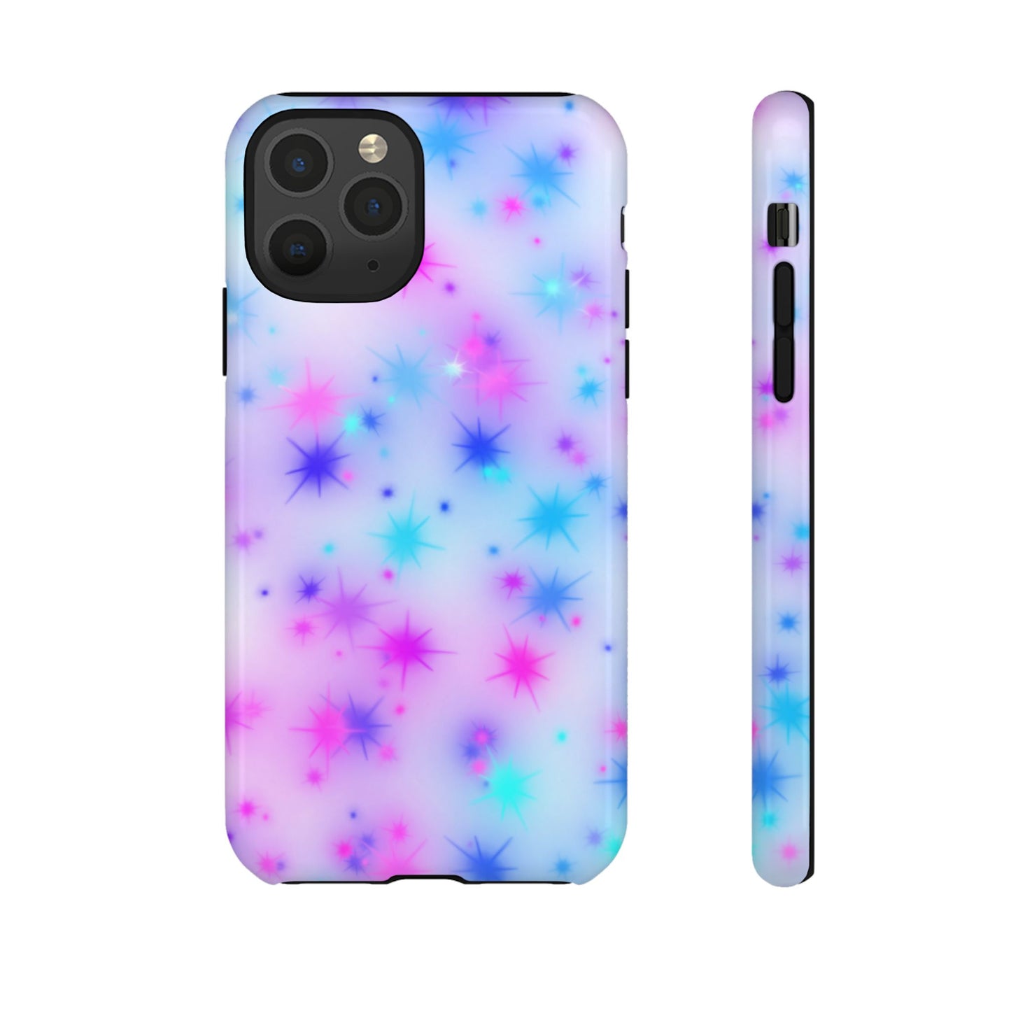 Galaxy Starburst Tough Phone Case — Pastel Pink & Blue Sparkle Protective Cover