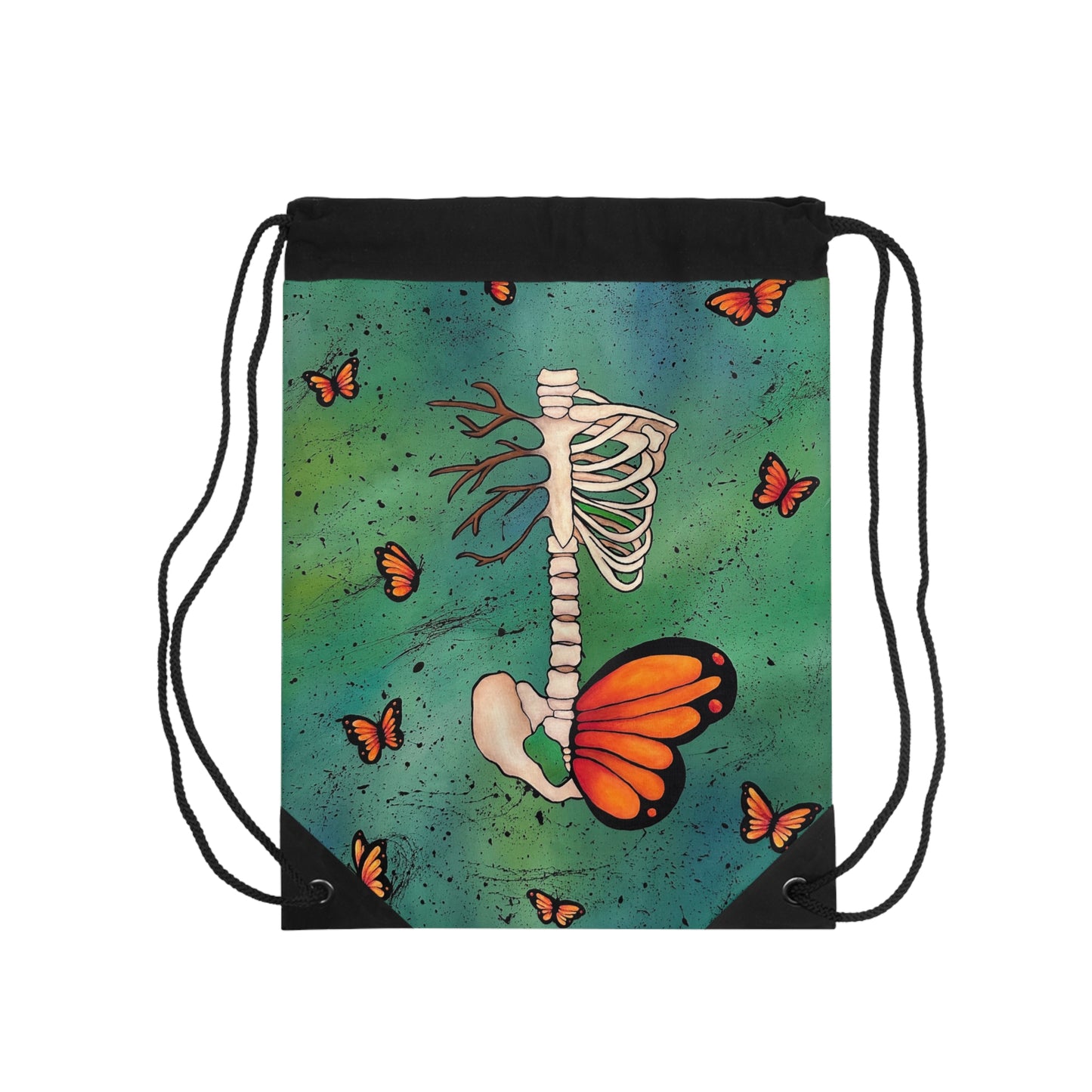 Butterfly Ribcage Drawstring Bag — Gothic Nature Gym Sack