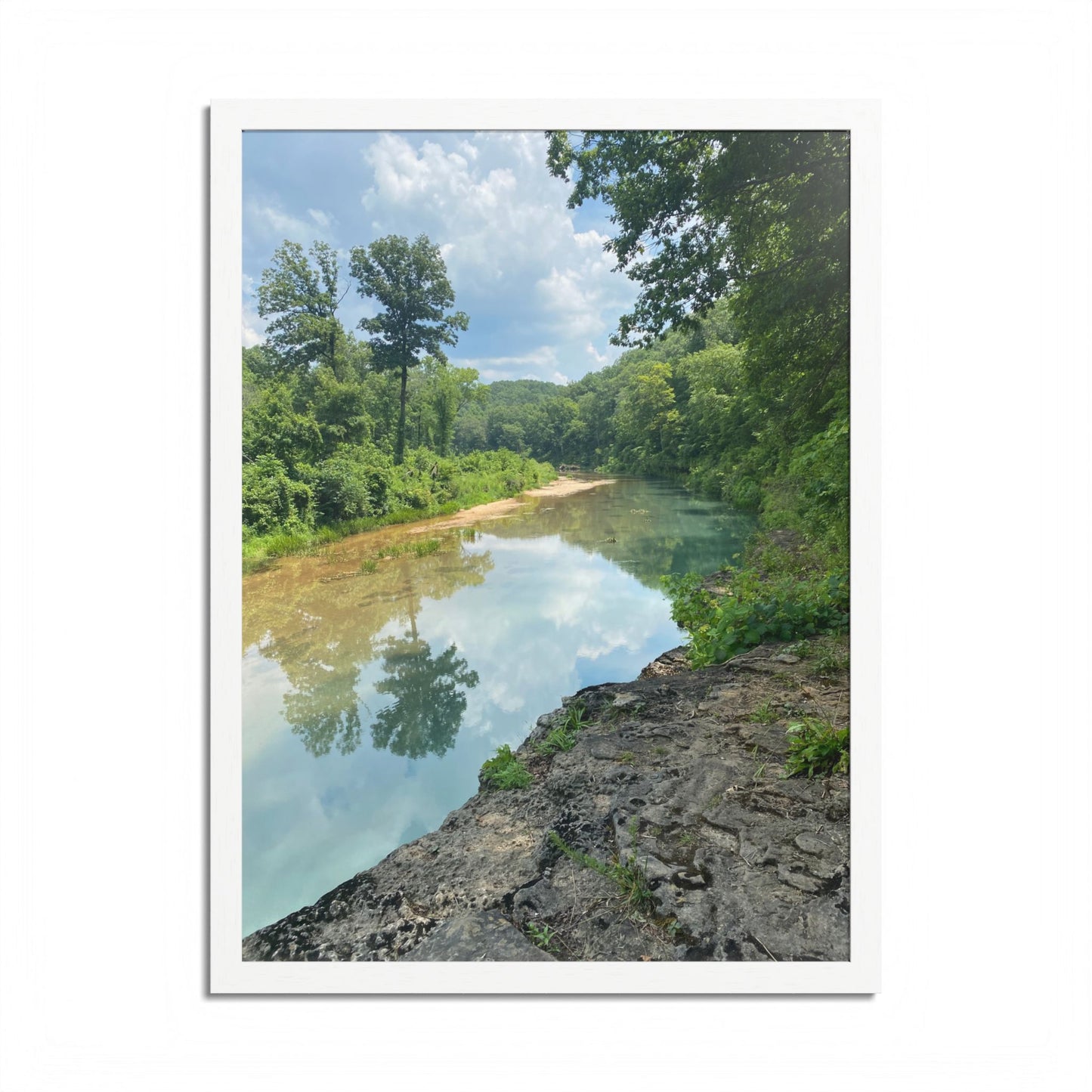 Framed Nature Poster — Serene River Landscape Wall Art