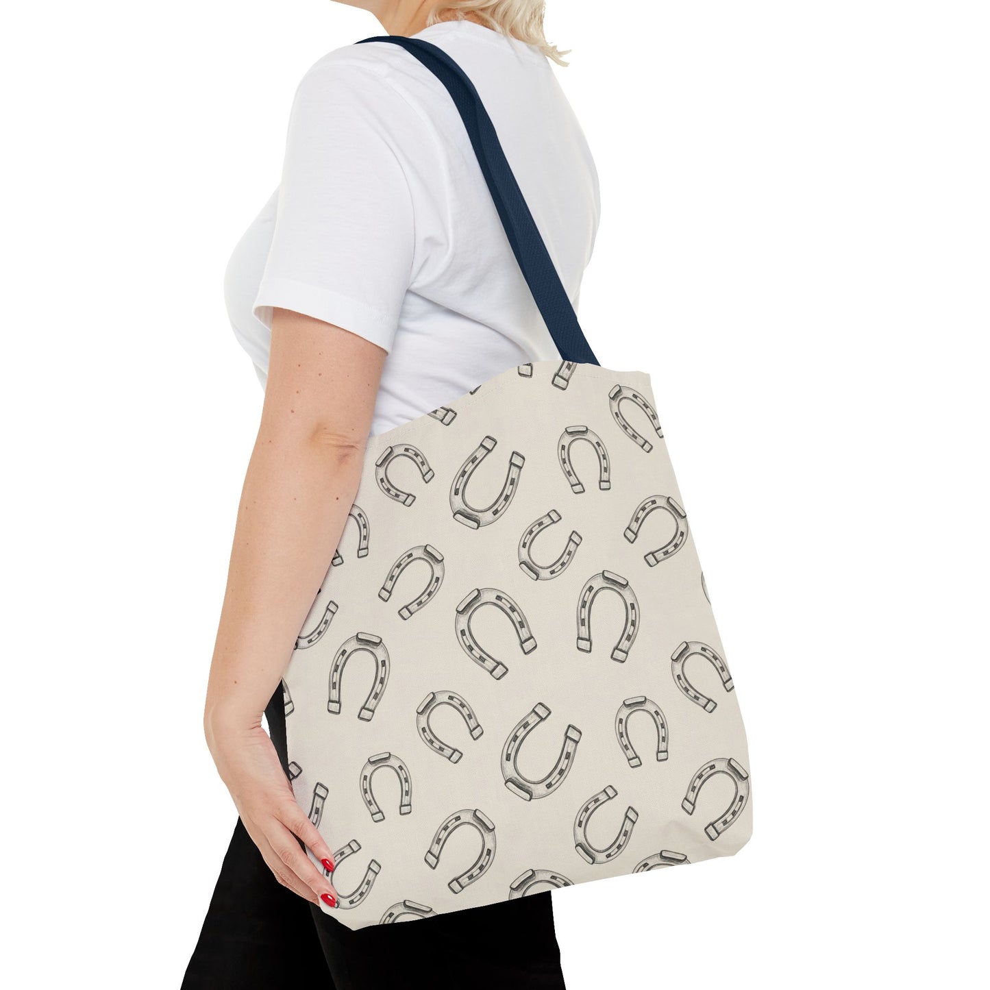 Horseshoe Pattern Tote Bag – Lucky Neutral Printed Canvas Tote