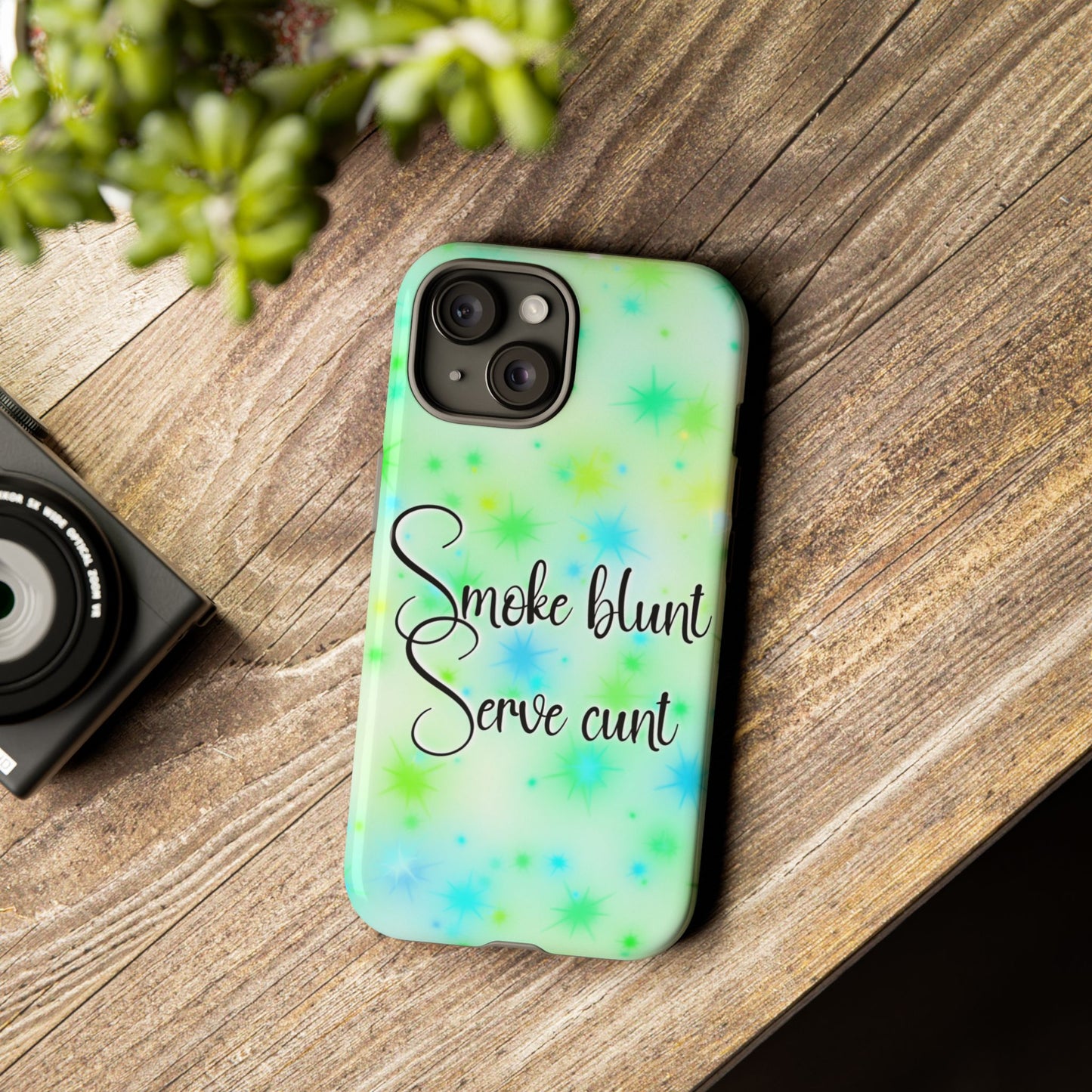 Phone Case — "Smoke blunt, Serve cunt" Green Starburst Tough Case