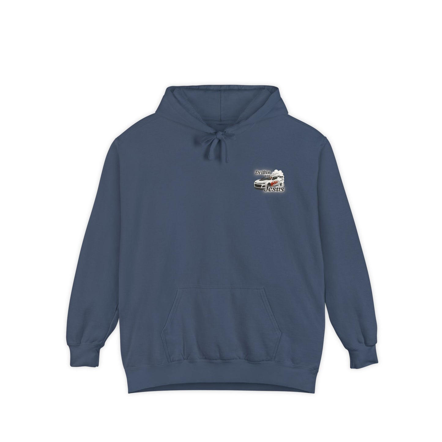 Classic Car Hoodie — Small Chest Graphic “drifting with jesus" Pullover