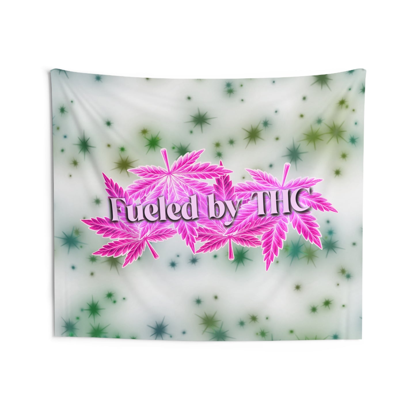 Tapestry - "Fueled by THC" Pink Cannabis Leaf Wall Hanging