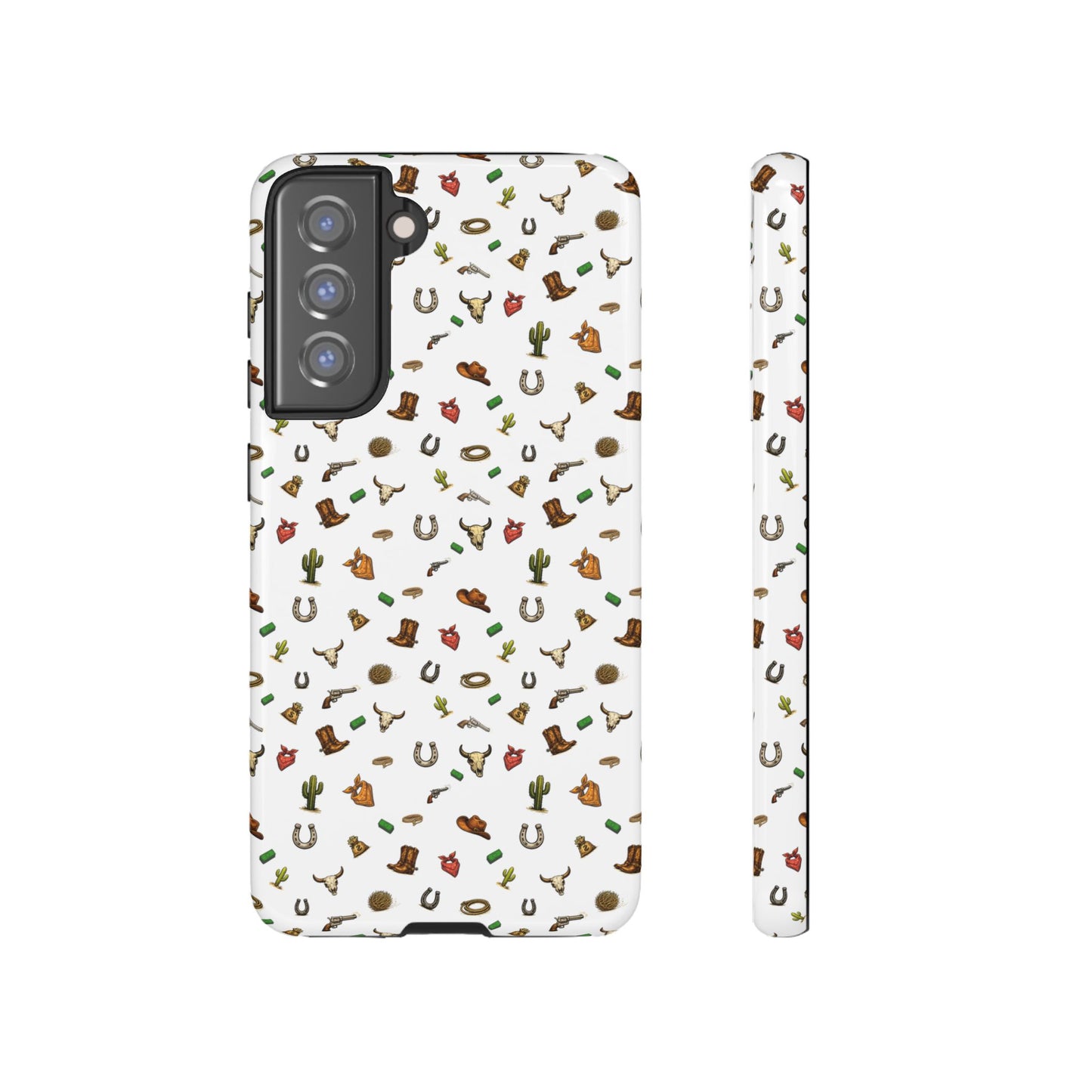 Western Pattern Phone Case — Cowboy Boots, Hats, Horseshoes & Cactus Tough Case