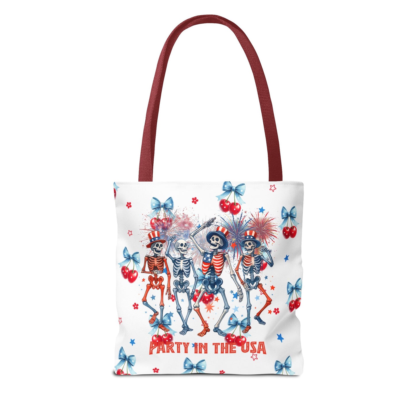Patriotic Skeletons Tote Bag — "Party in the USA" 4th of July All-Over Print