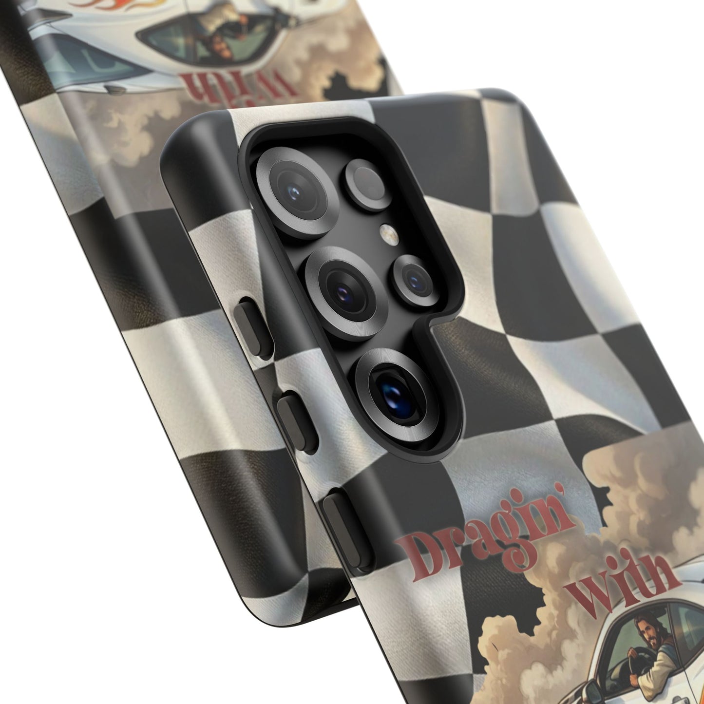 Phone Case — "Dragin' With Jesus" Racing Checkered flag - Samsung / Google phones