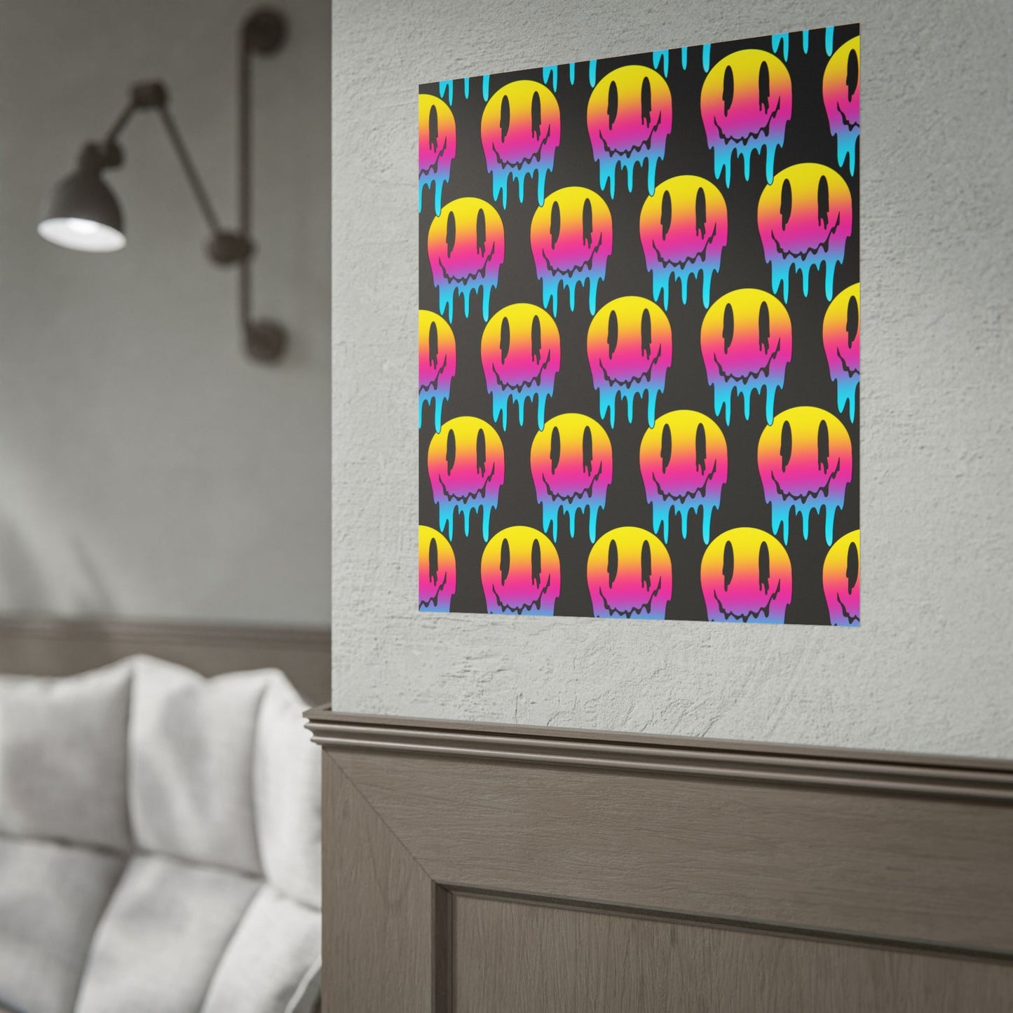 Neon Drip Smiley Poster