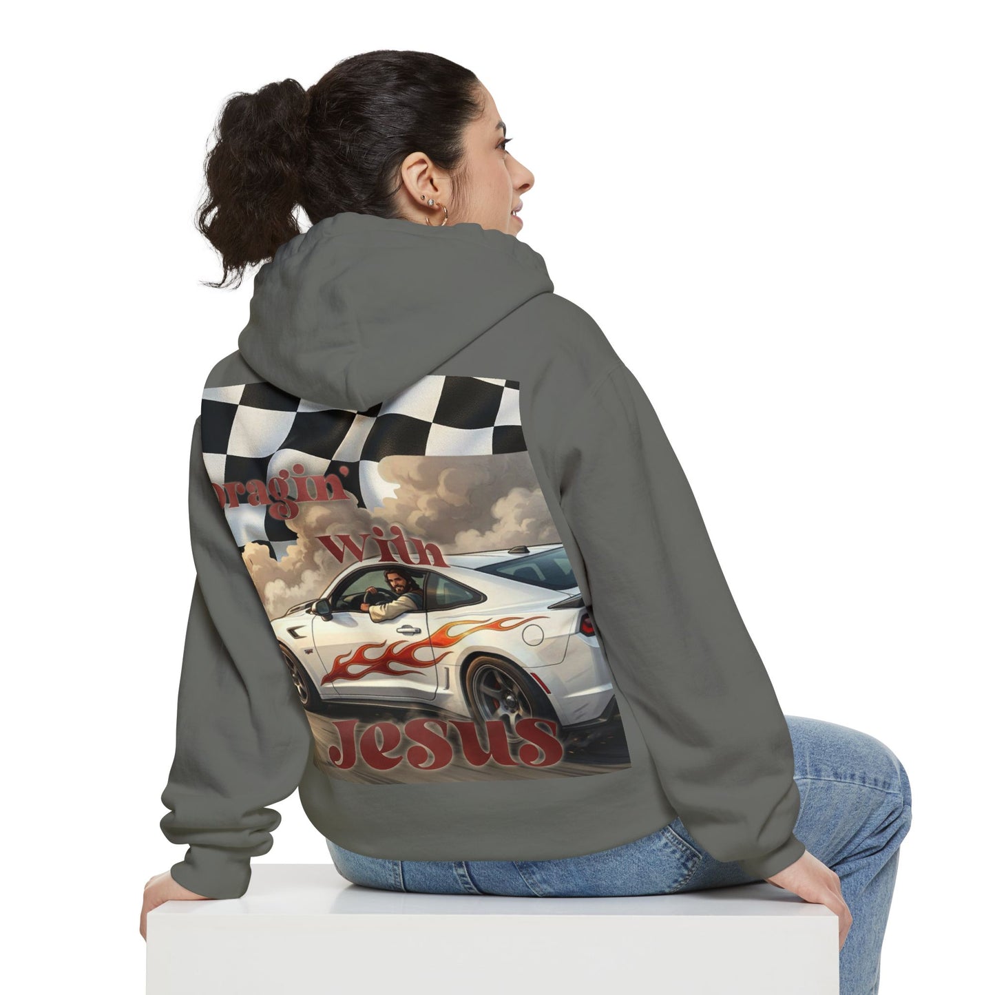 Dragin with Jesus Hoodie — Small Chest Print