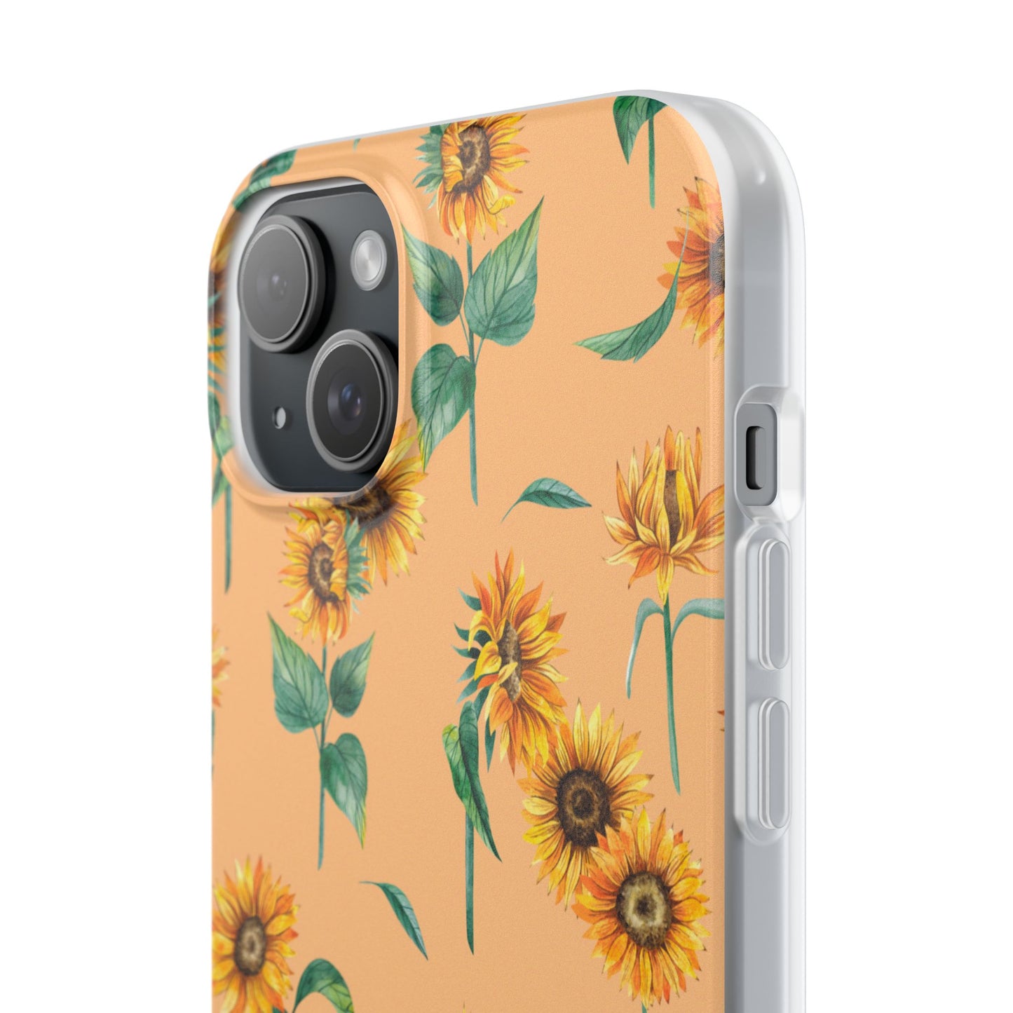 Sunflower Pattern Flexi Case — Floral Phone Case on Peach Background