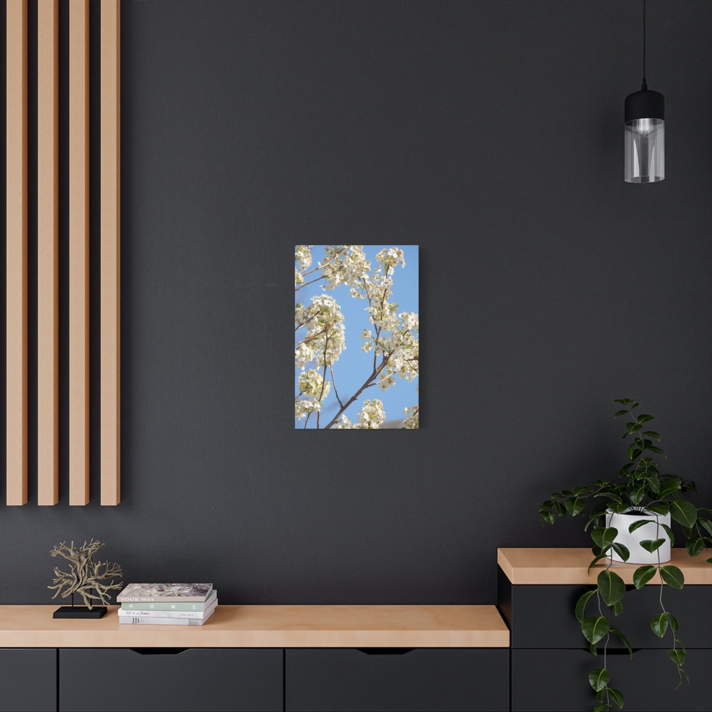 Blossom Branch Canvas Print — Spring White Flower Wall Art