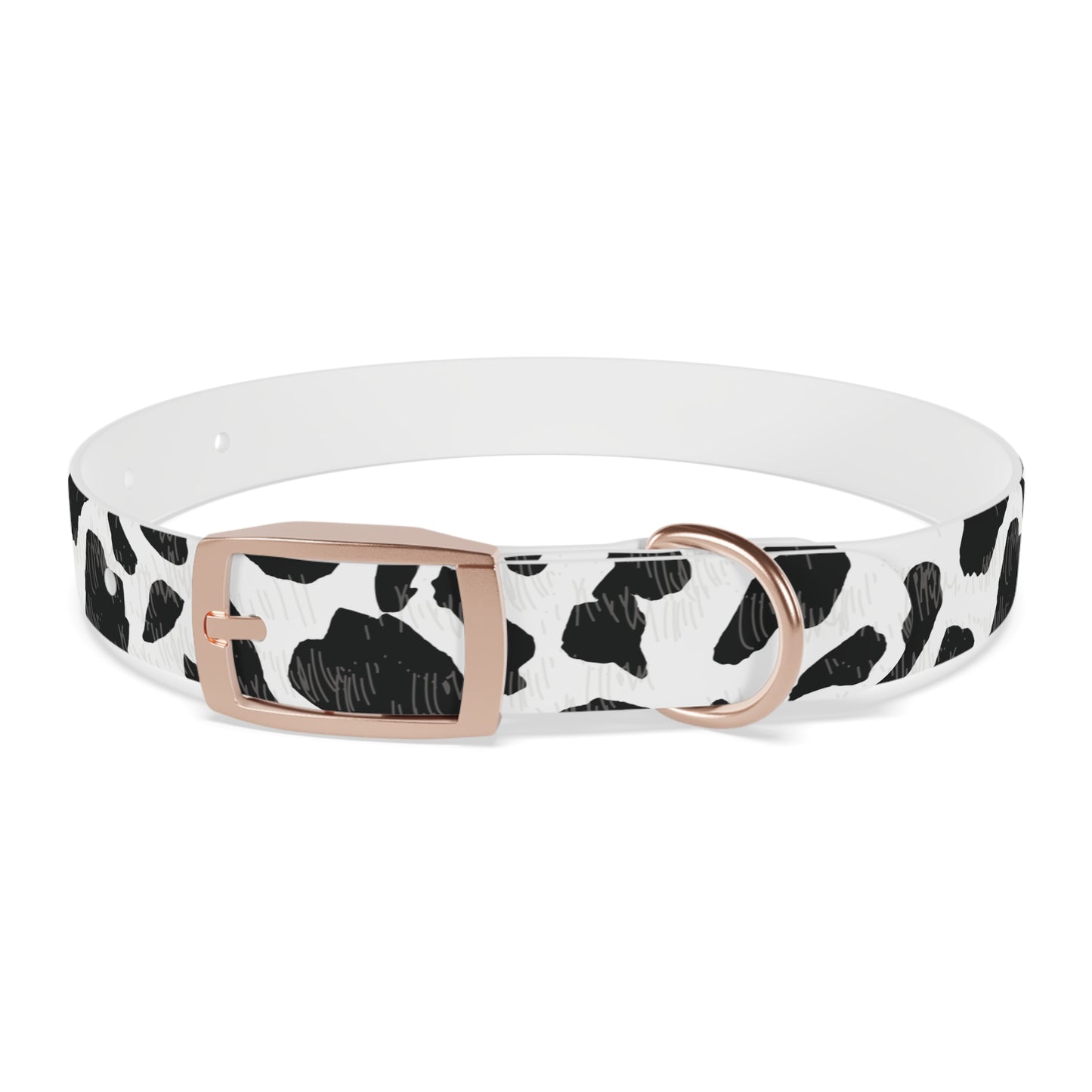 Cow Print Dog Collar — Black & White Spot Pattern