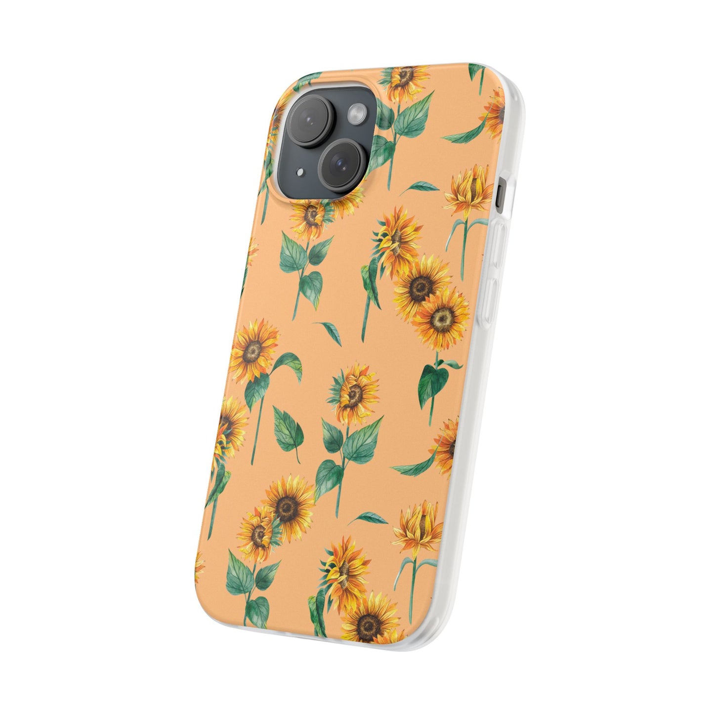 Sunflower Pattern Flexi Case — Floral Phone Case on Peach Background