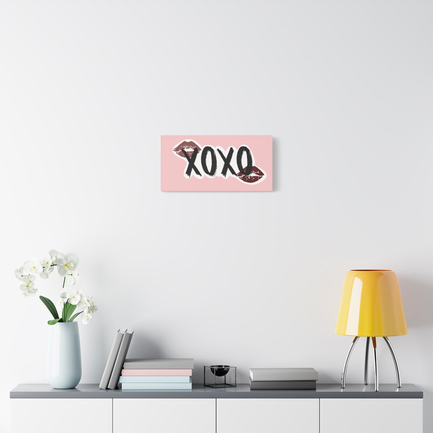XOXO Kiss Wall Canvas — Pink Romantic Home Décor for Valentine’s Day