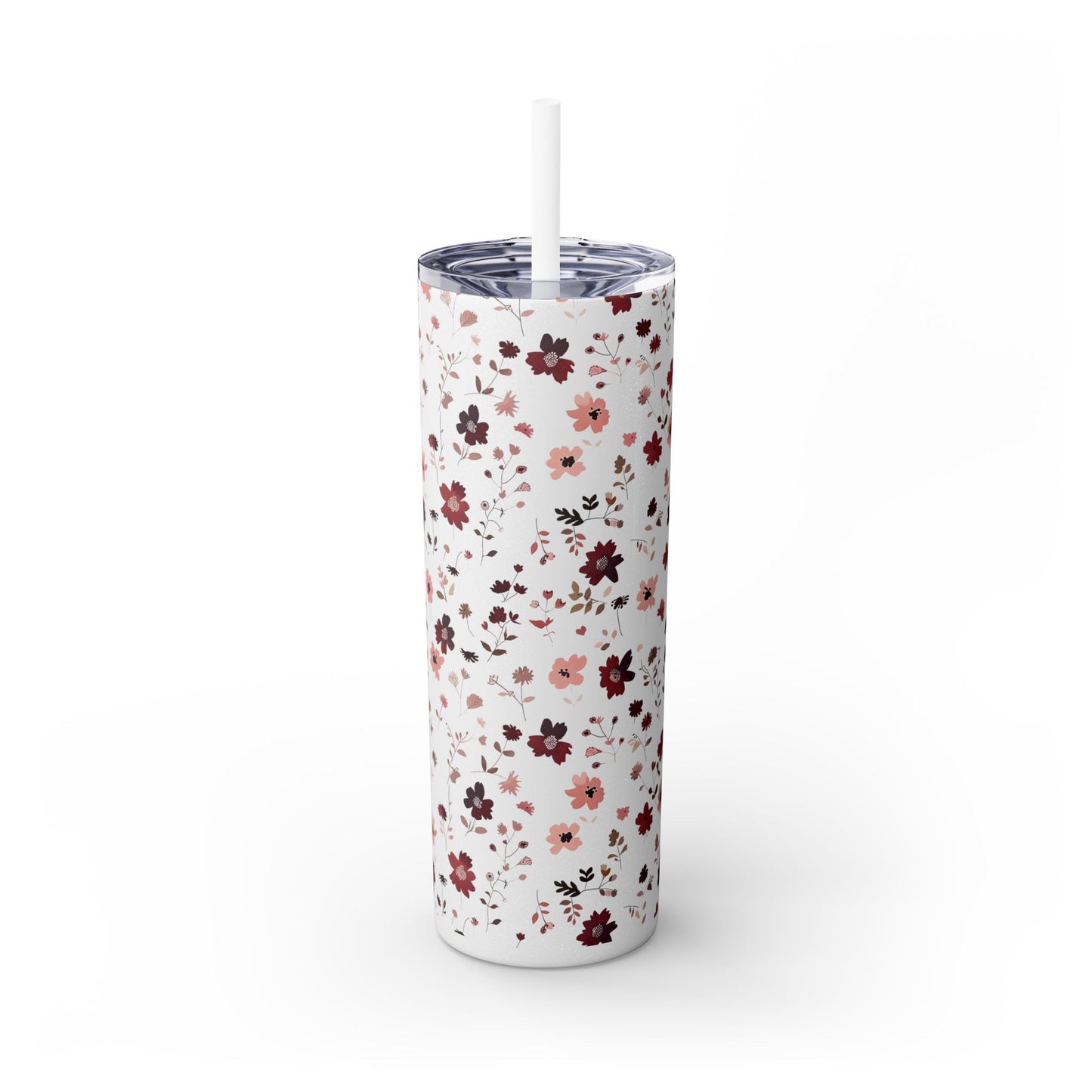 Floral Skinny Tumbler 20oz – Pink Blossom Straw Cup