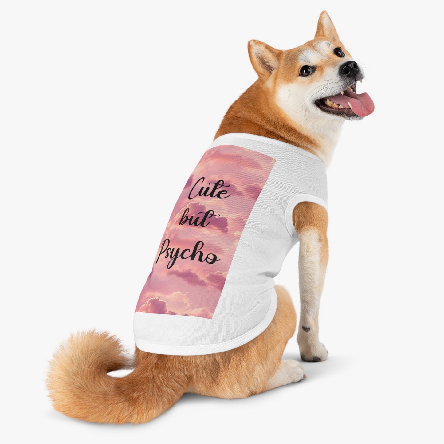 Pet Tank Top - "Cute But Psycho" Pink Cloud Graphic