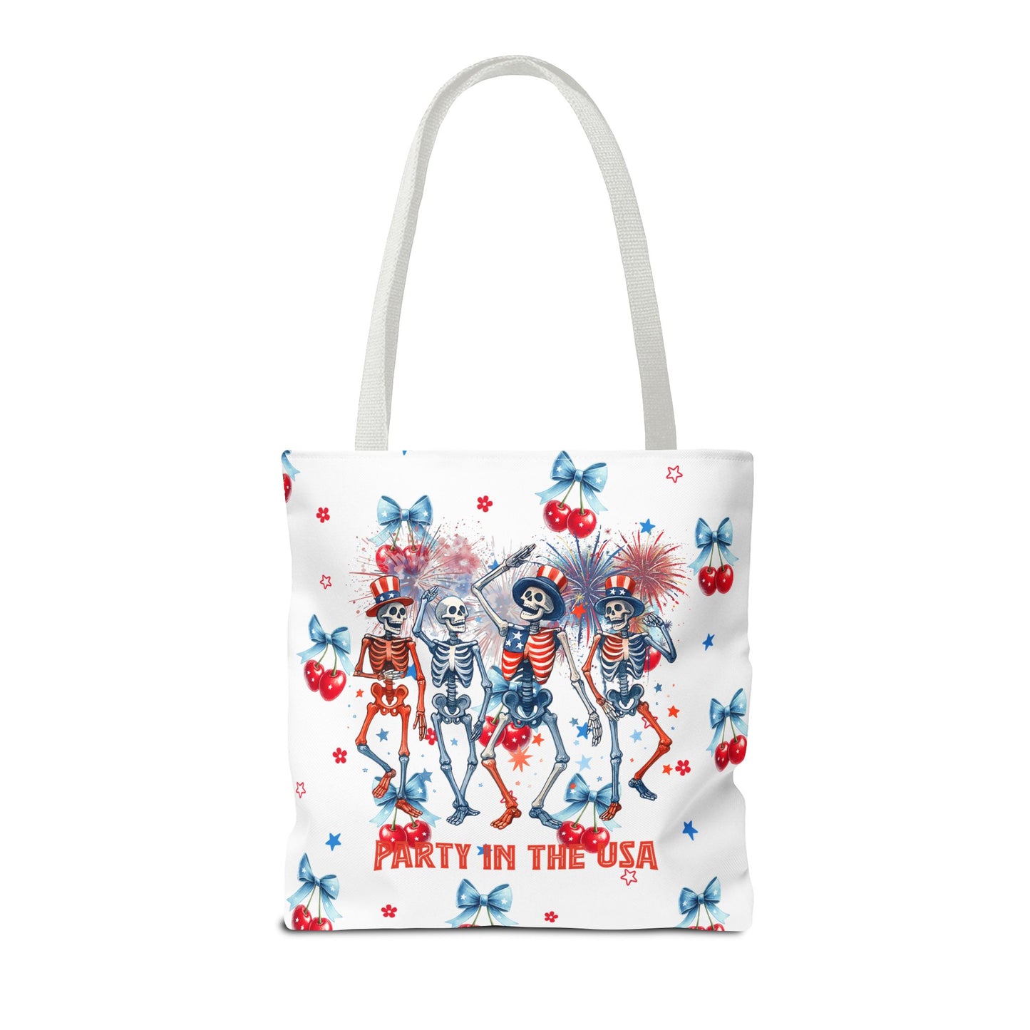 Patriotic Skeletons Tote Bag — "Party in the USA" 4th of July All-Over Print