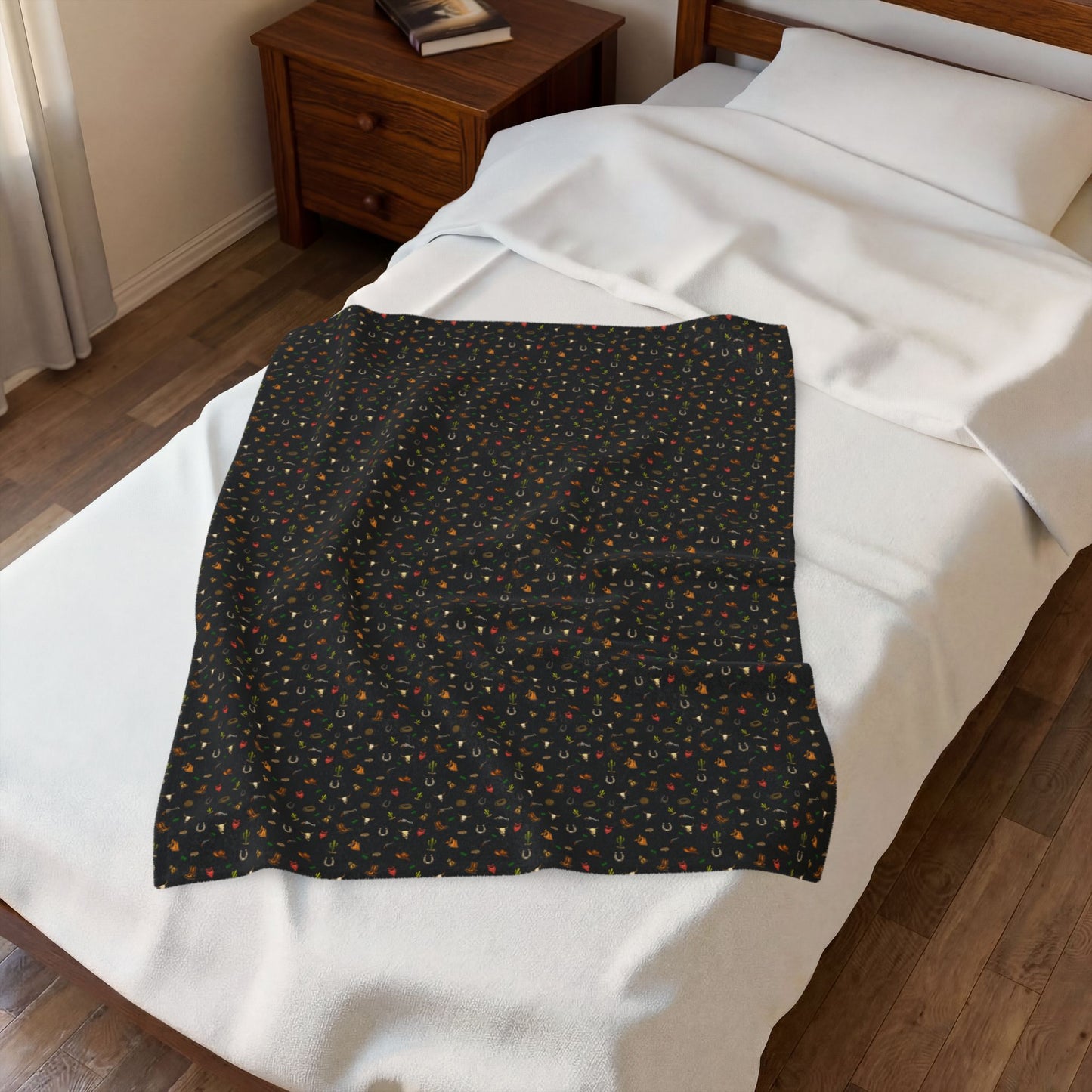 Western Velveteen Plush Blanket — western Pattern Cozy Throw