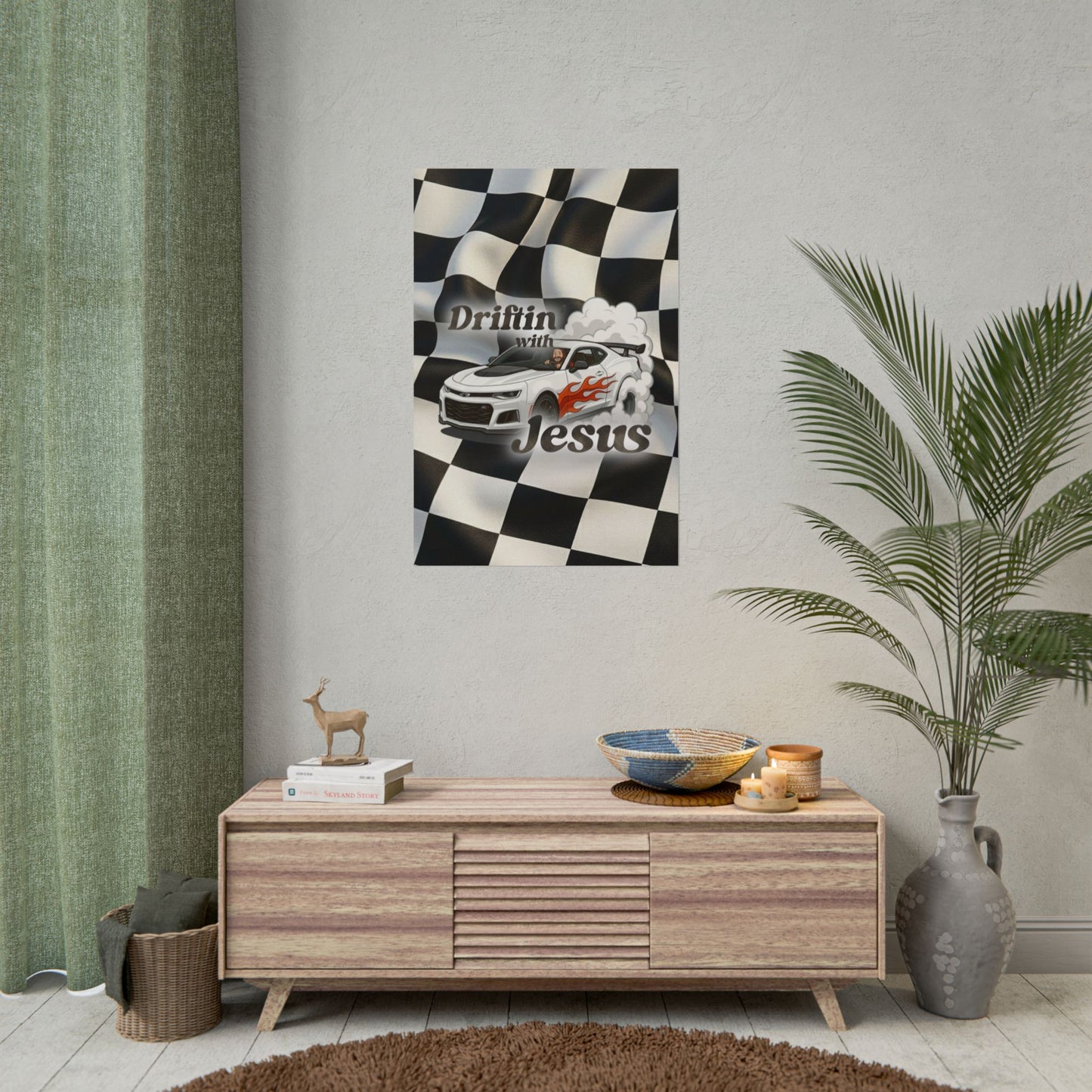 Rolled Poster — "Driftin' with Jesus" Racing Car Wall Art