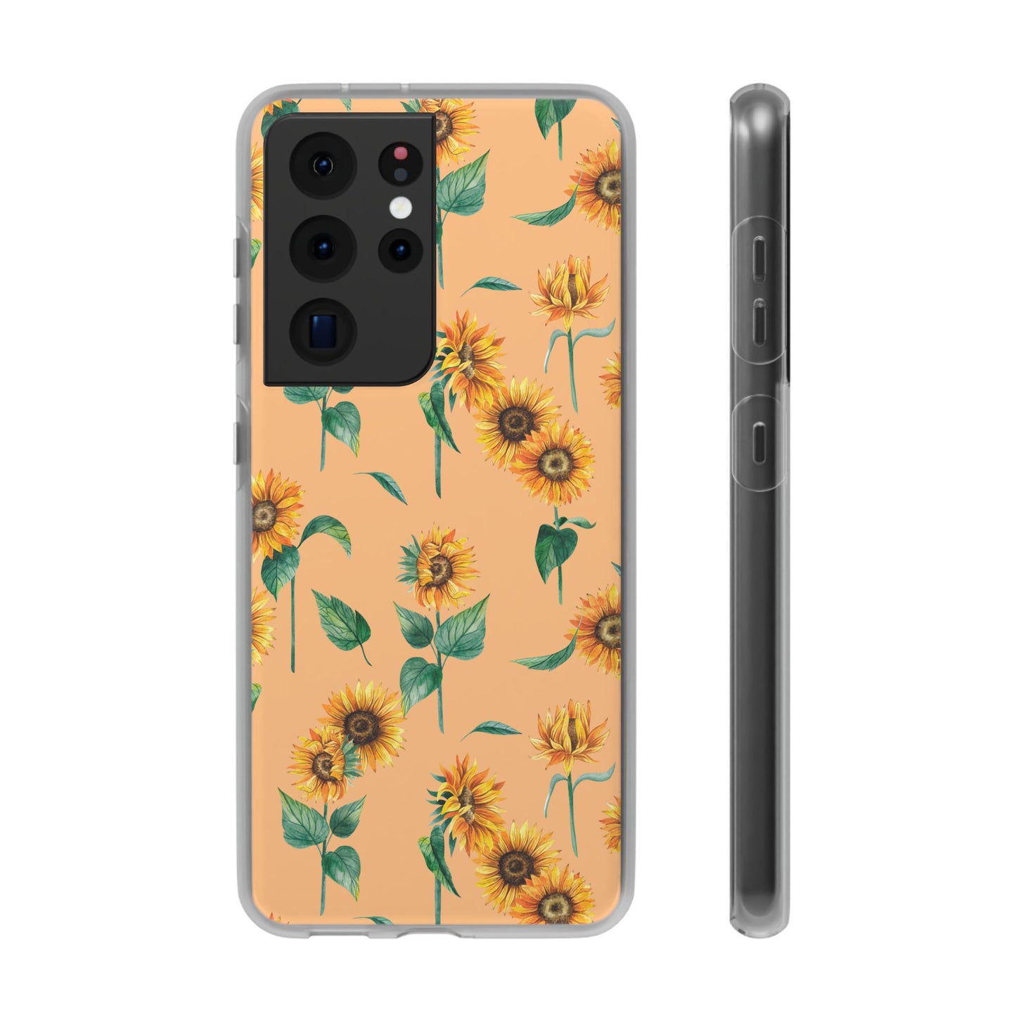 Sunflower Pattern Phone Case — Floral Peach Slim Flexi Case