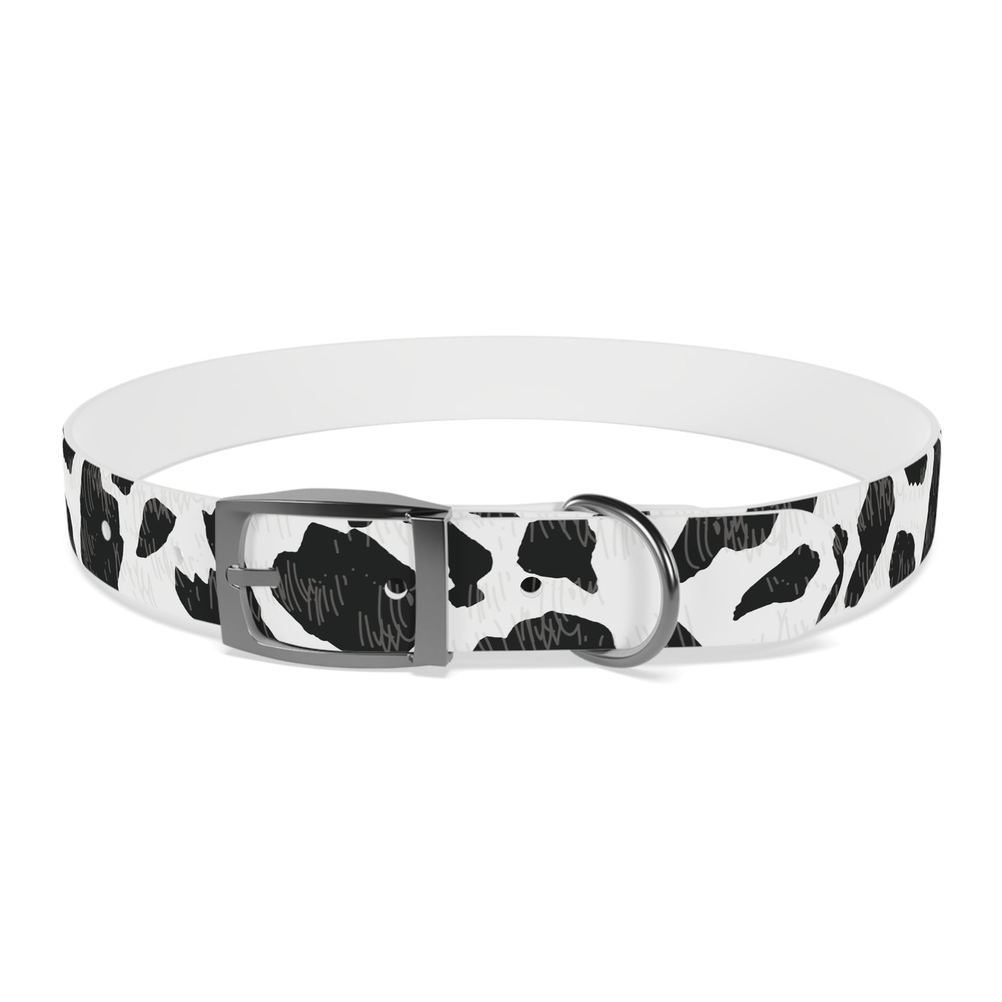 Cow Print Dog Collar — Black & White Spot Pattern