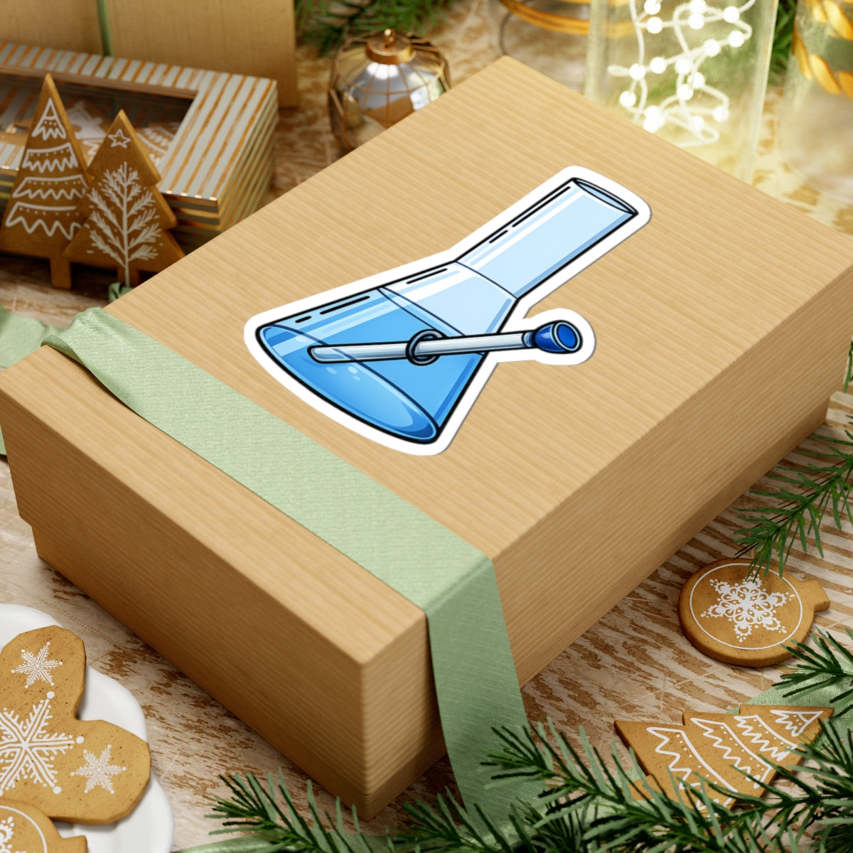 Bong Beaker Kiss-Cut Sticker – Blue Glass Water Pipe Decal for Laptops & Water Bottles