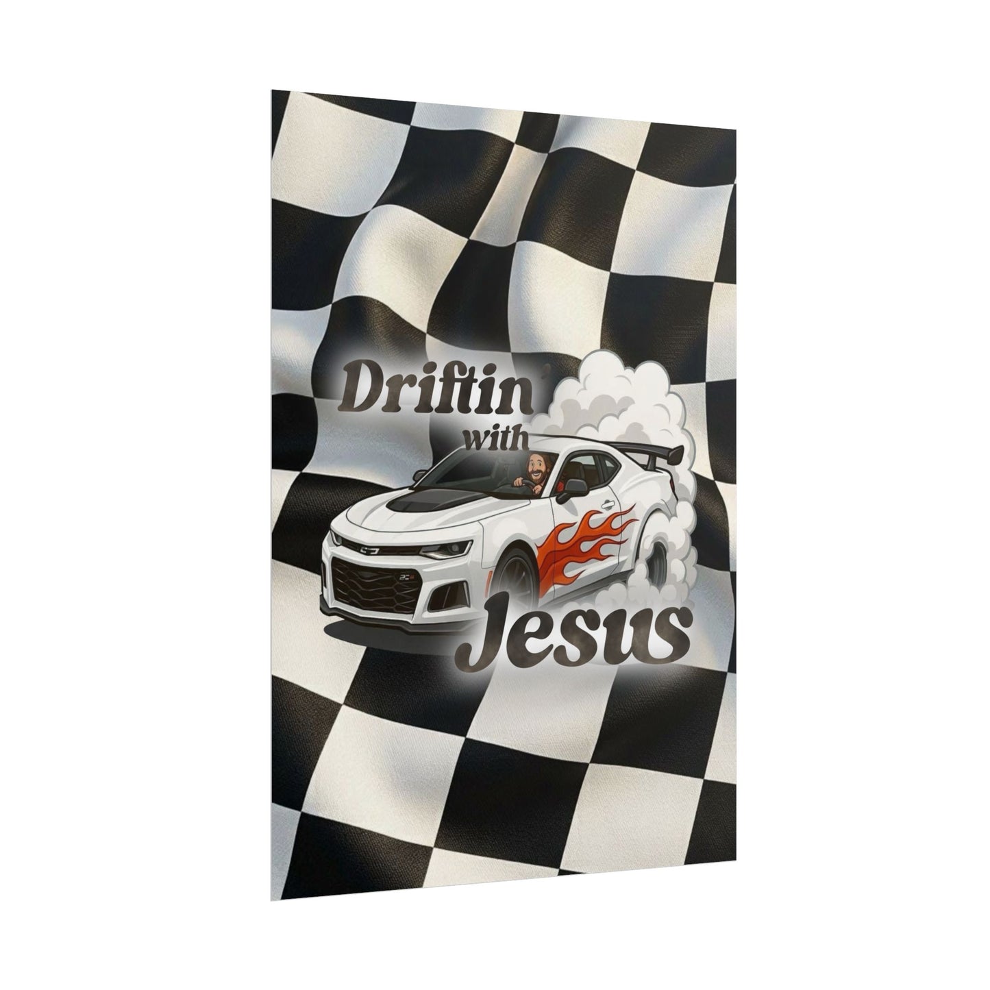 Rolled Poster — "Driftin' with Jesus" Racing Car Wall Art