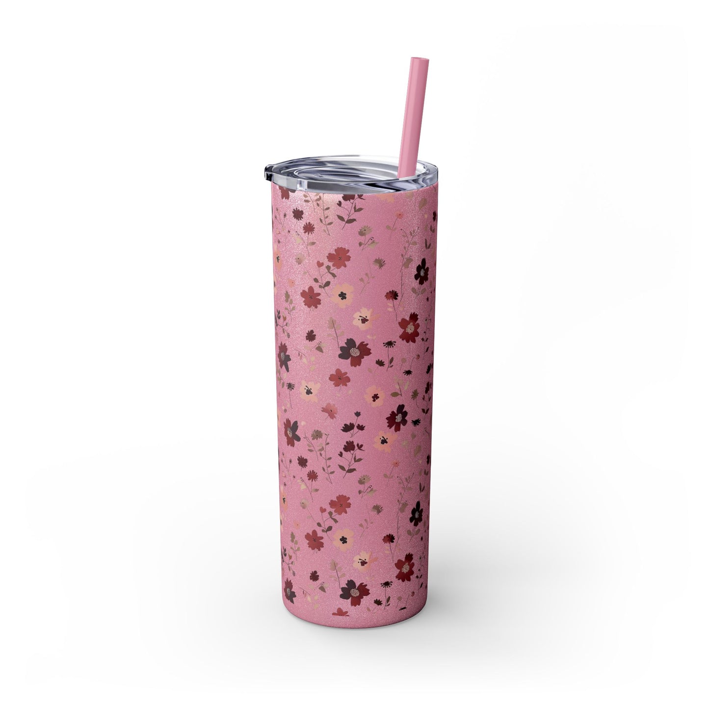 Floral Skinny Tumbler 20oz – Pink Blossom Straw Cup